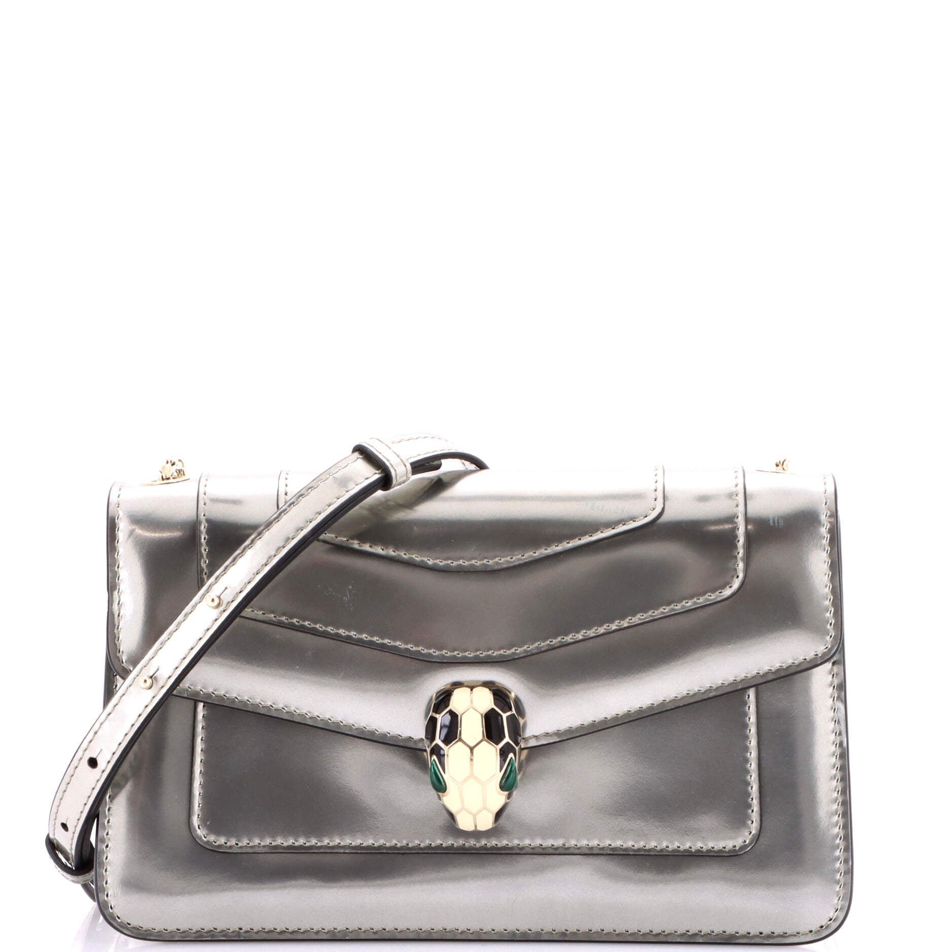Bvlgari Serpenti Forever Shoulder Bag Metallic Leather Small