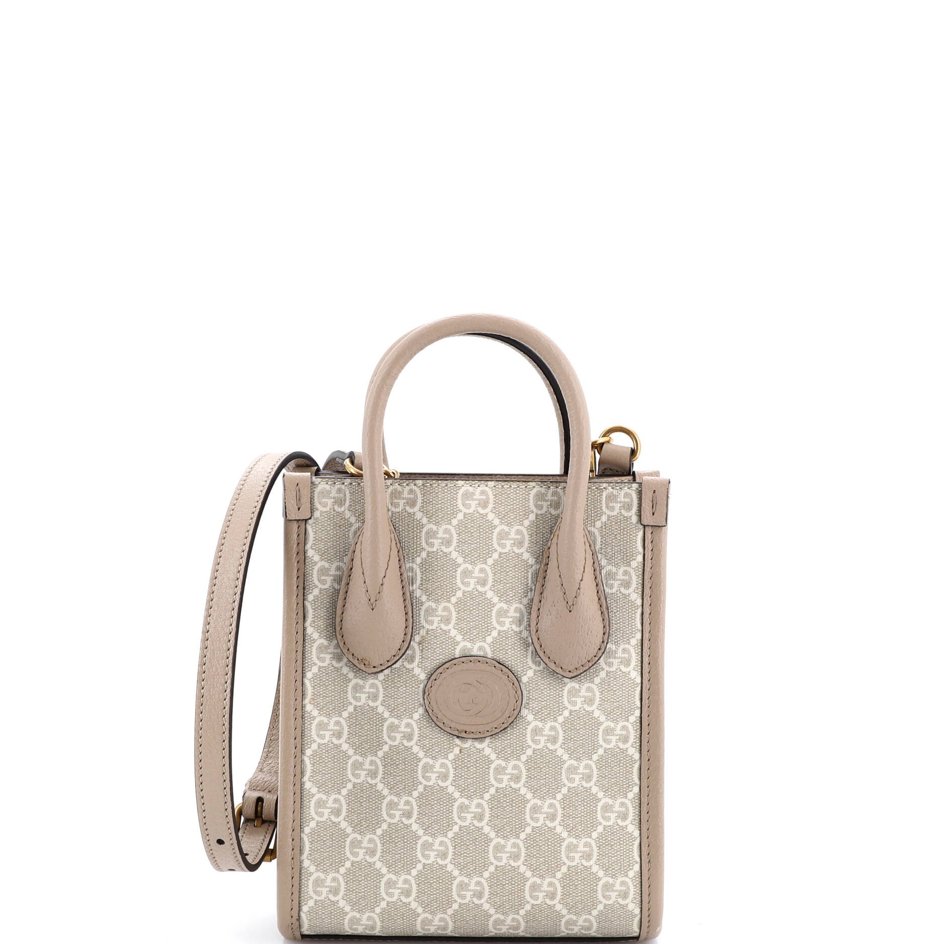 Gucci Interlocking G Patch Tote GG Coated Canvas Mini