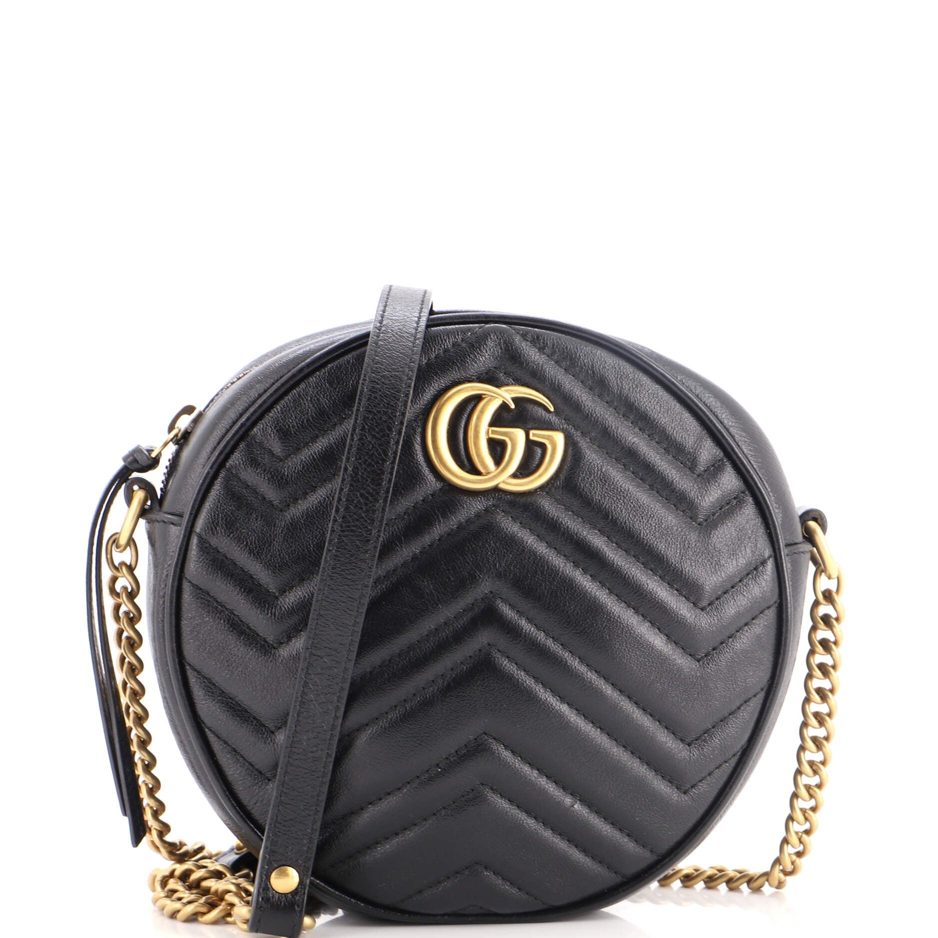 GG Marmont Round Shoulder Bag Matelasse Leather Mini