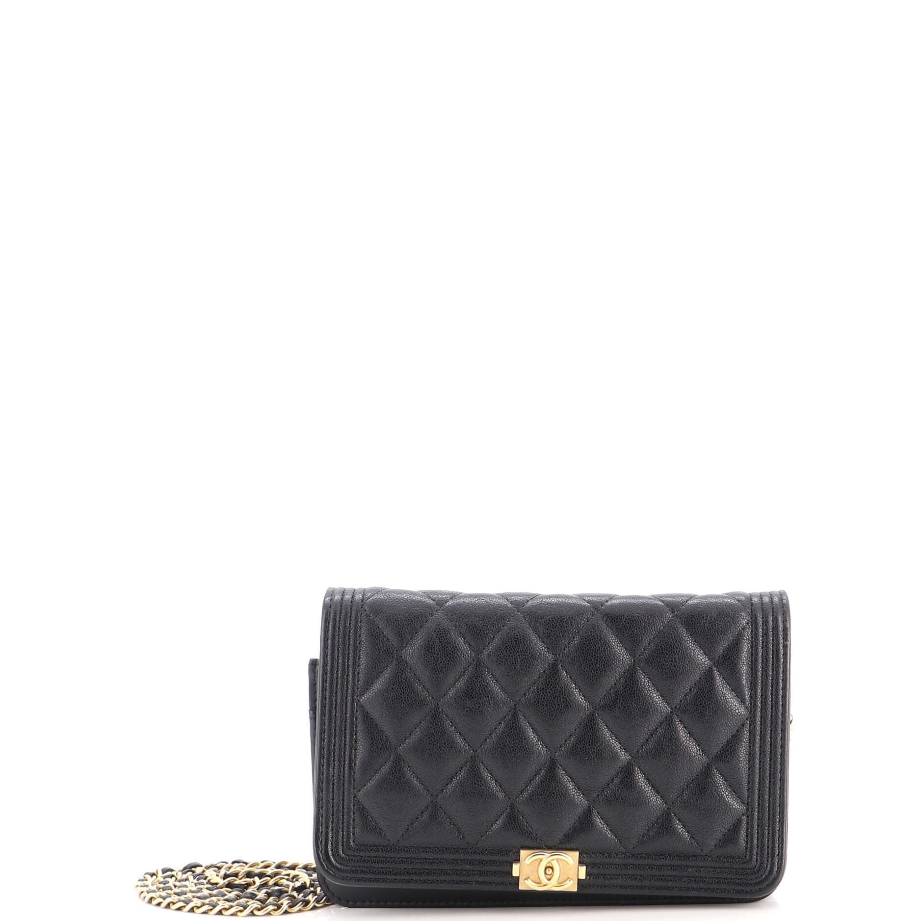 Boy Wallet on Chain Quilted Caviar