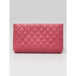Chanel Chanel Pink Quilted Lambskin Leather Kiss-Lock Clutch Bag