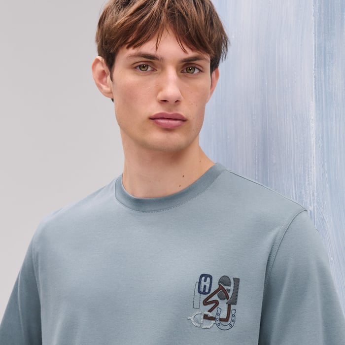 Eucalyptus "H Puzzle" T-shirt With Leather Detail