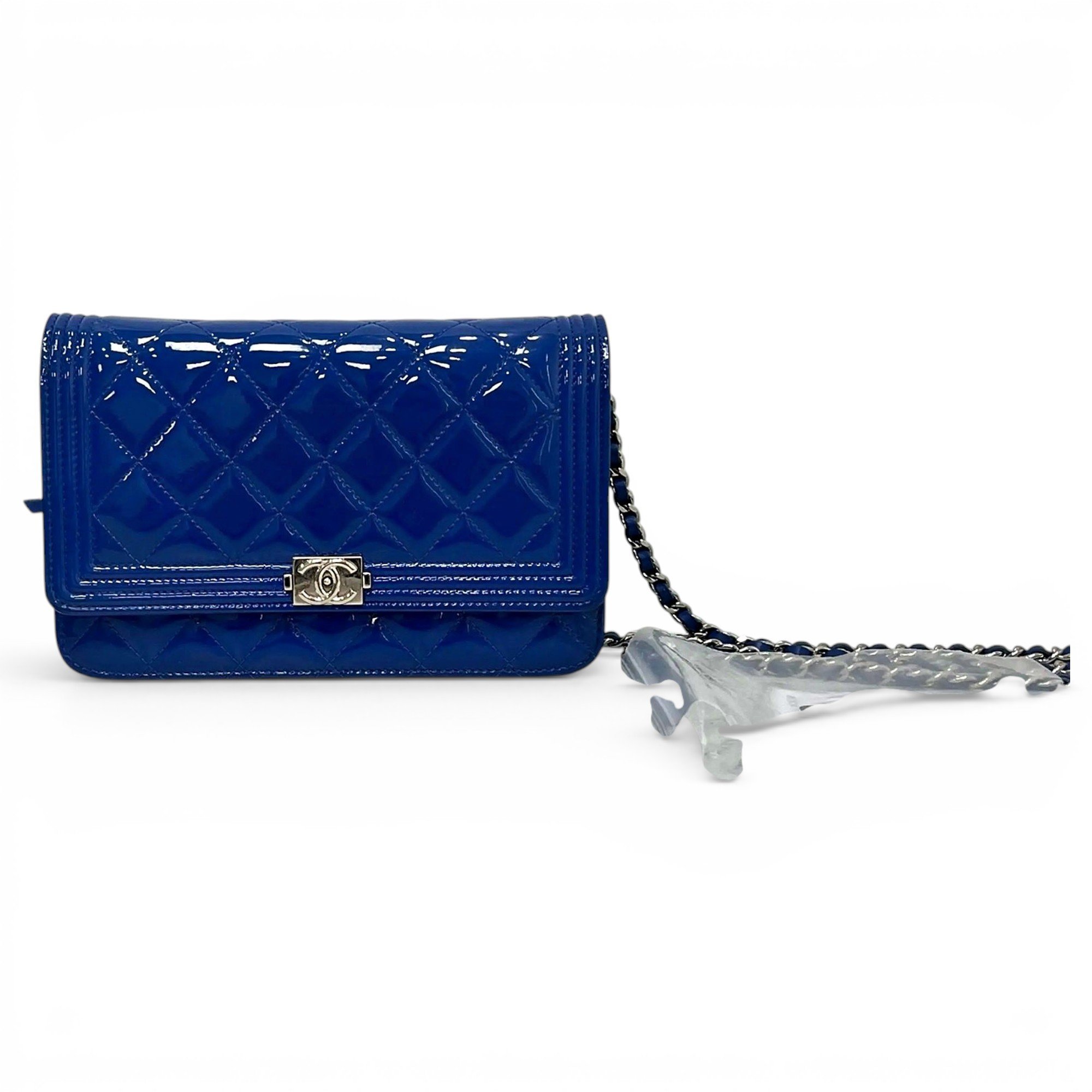 Wallet On Chain Boy Half Flap patent leather handbag