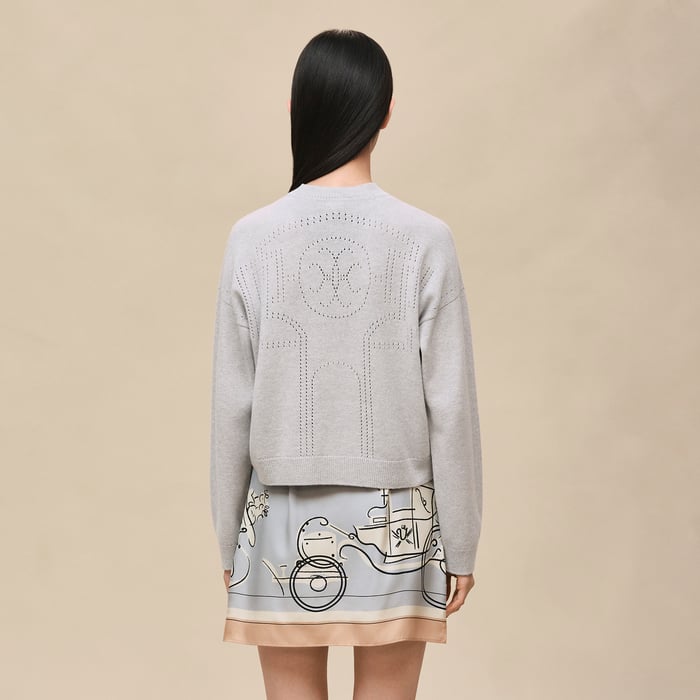 Gris Pervenche Cashmere Long-sleeve Cardigan