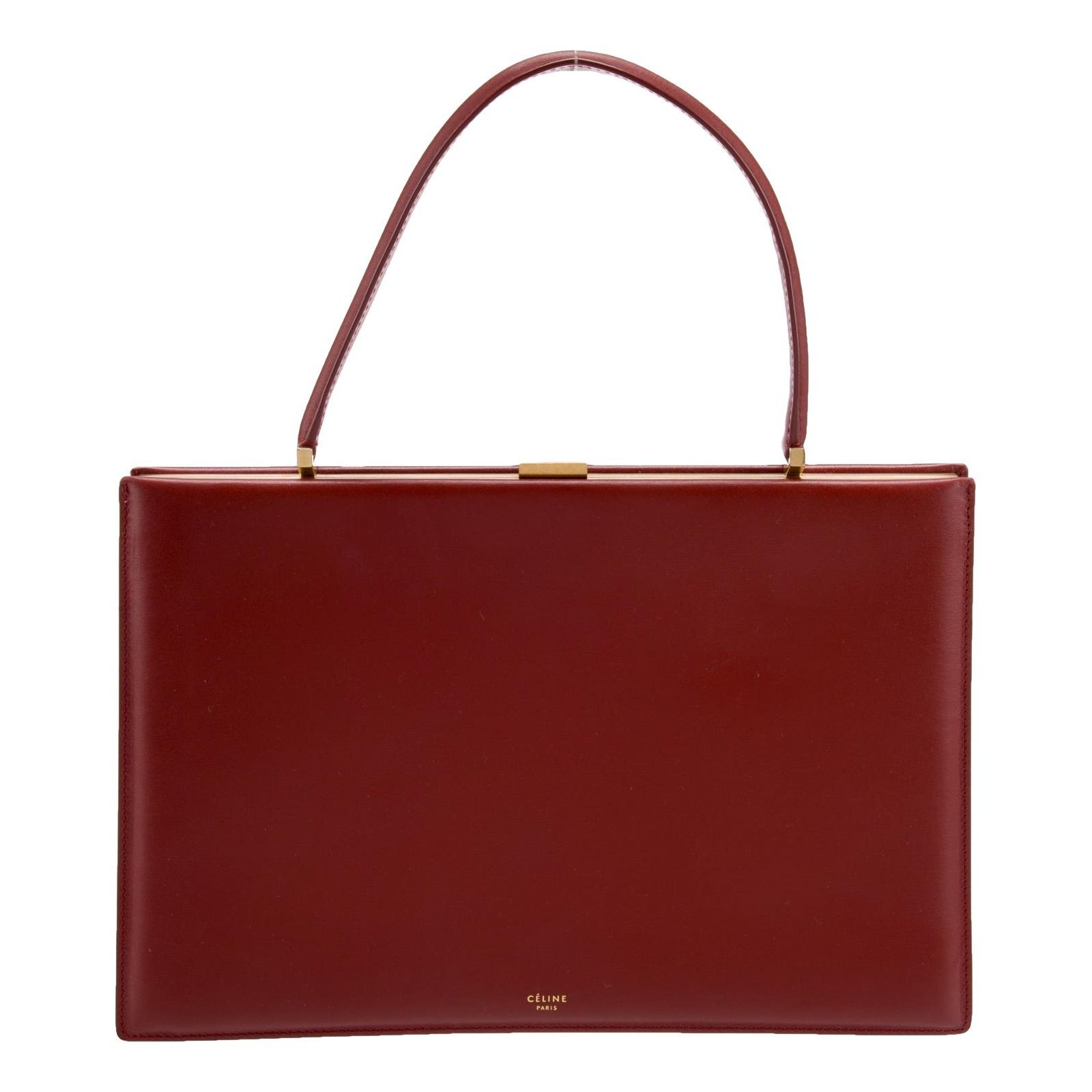 Clasp leather handbag
