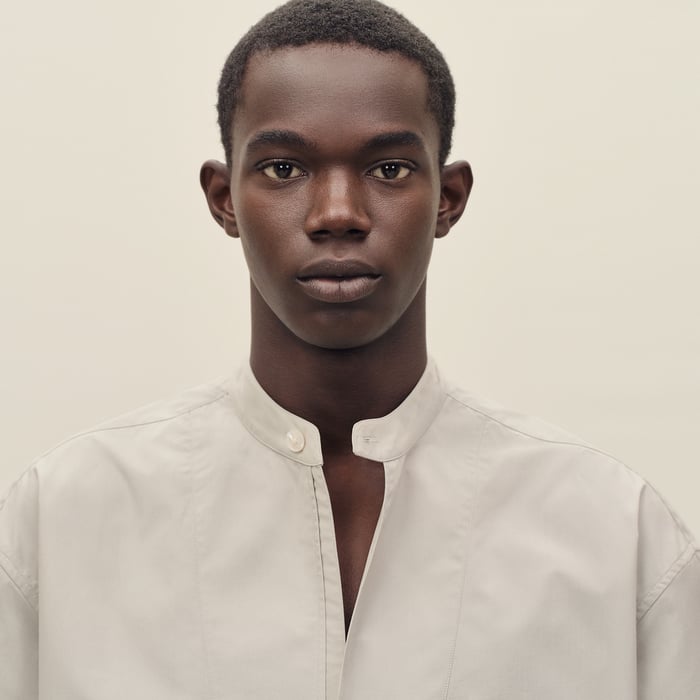 Mastic Short-sleeve Boxy Fit Shirt With Vareuse Collar