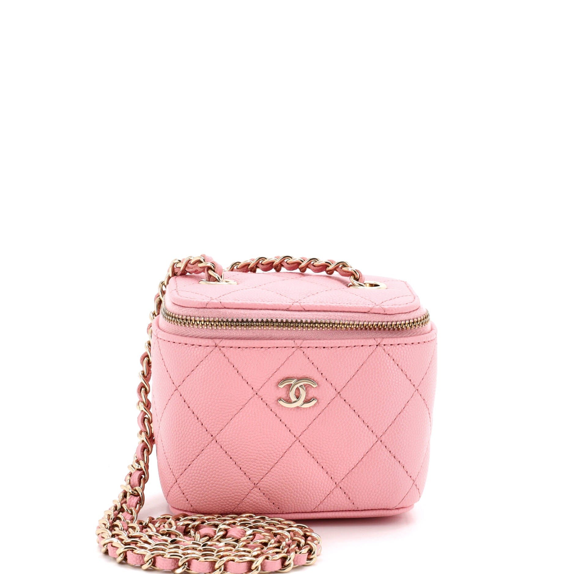 Classic Vanity Case with Chain Quilted Caviar Mini