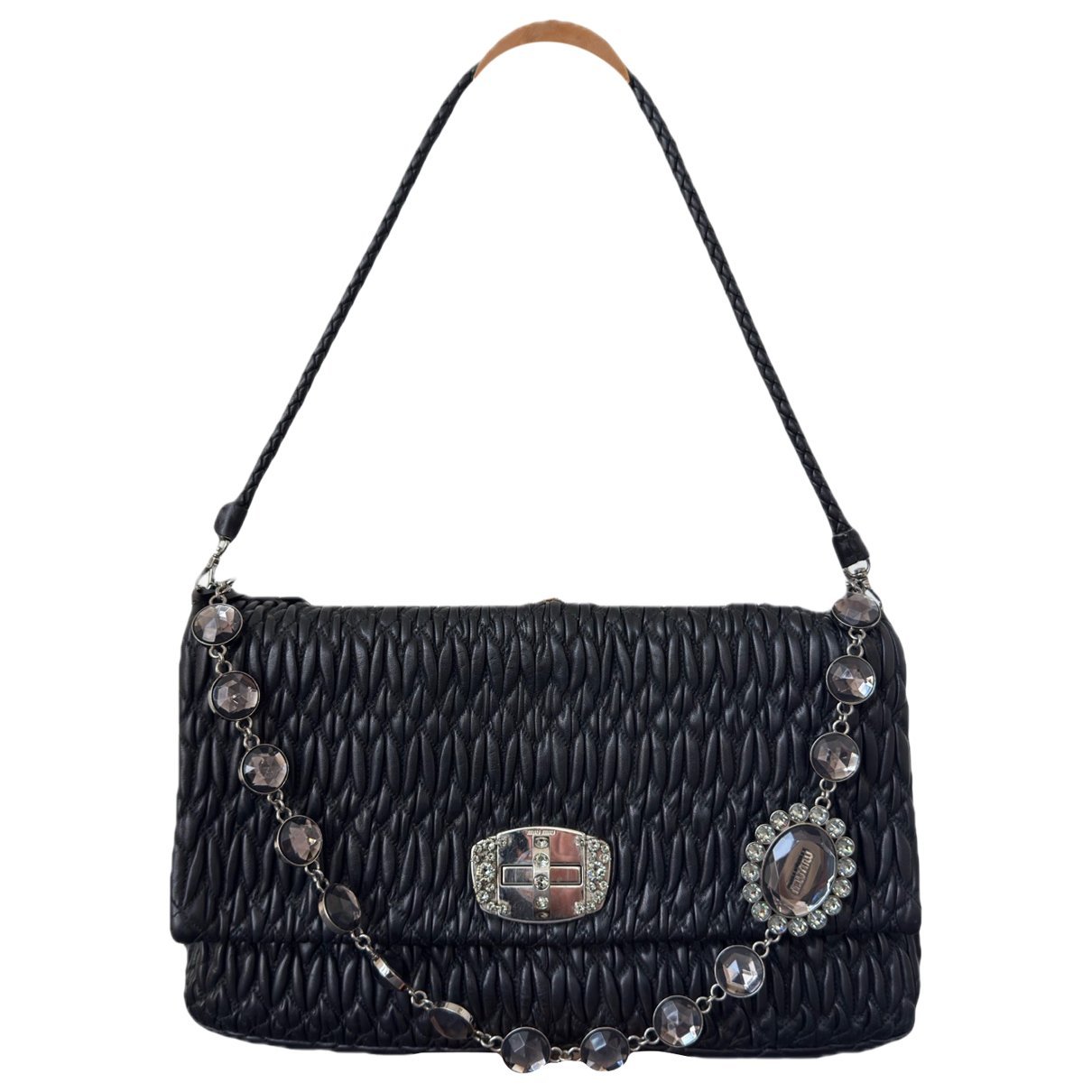 Miu Crystal leather handbag