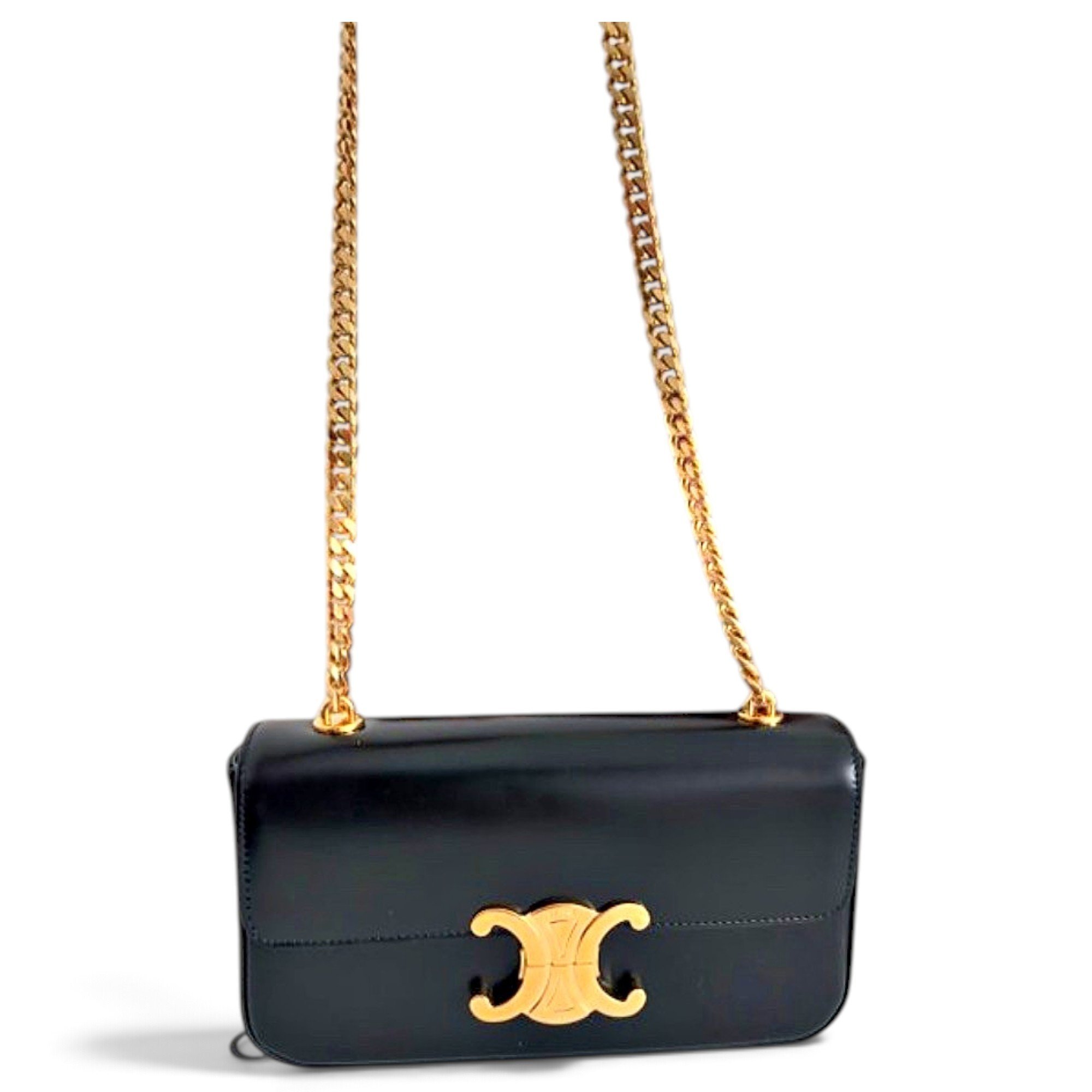 Triomphe chain leather handbag