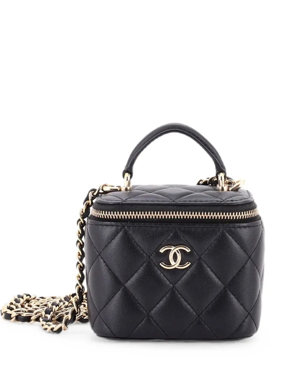 Classic Top Handle Vanity Case with Chain Quilted Lambskin Mini crossbody bag