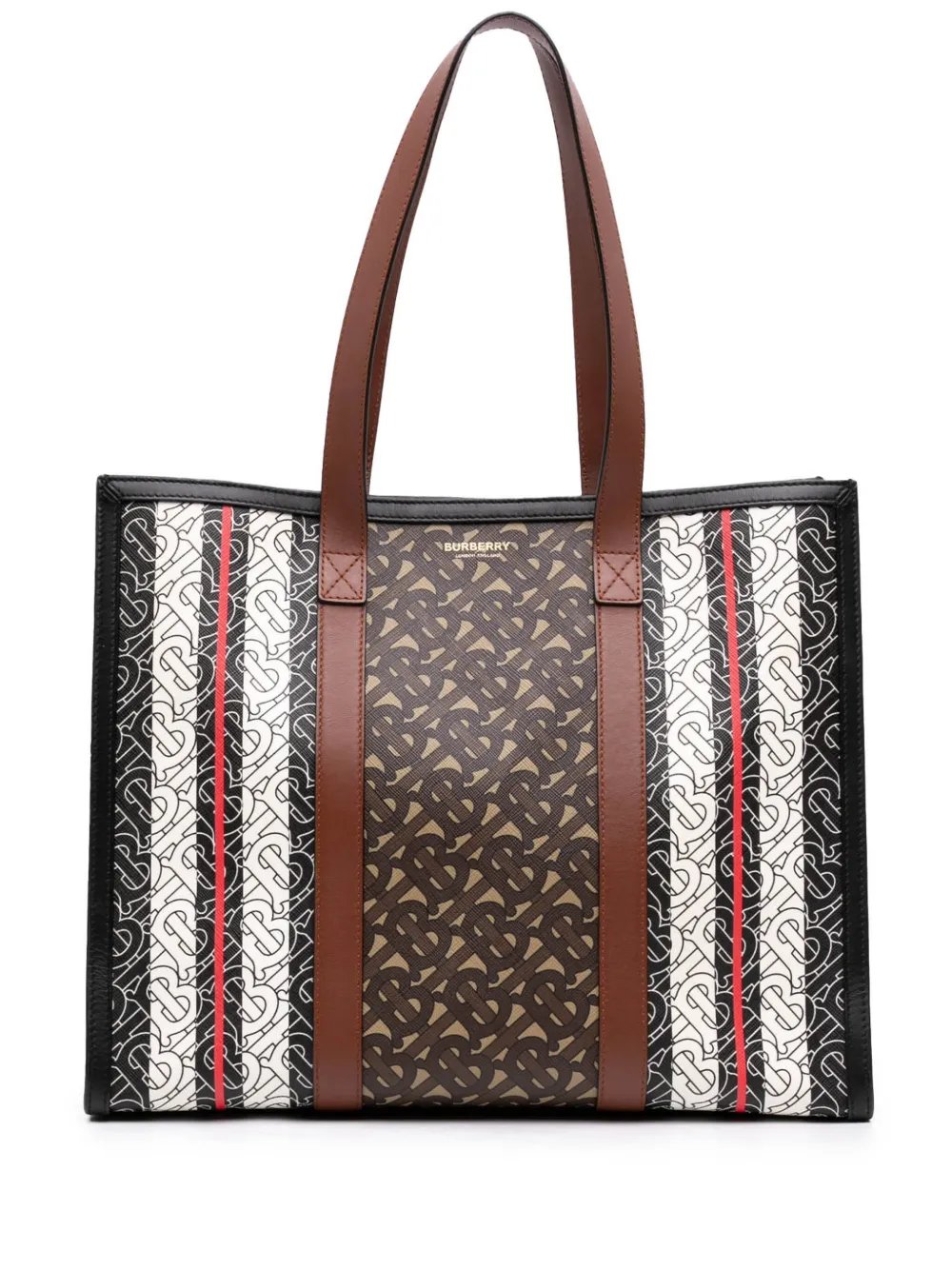 2018-2026 TB Monogram E Canvas Stripe Book tote bag