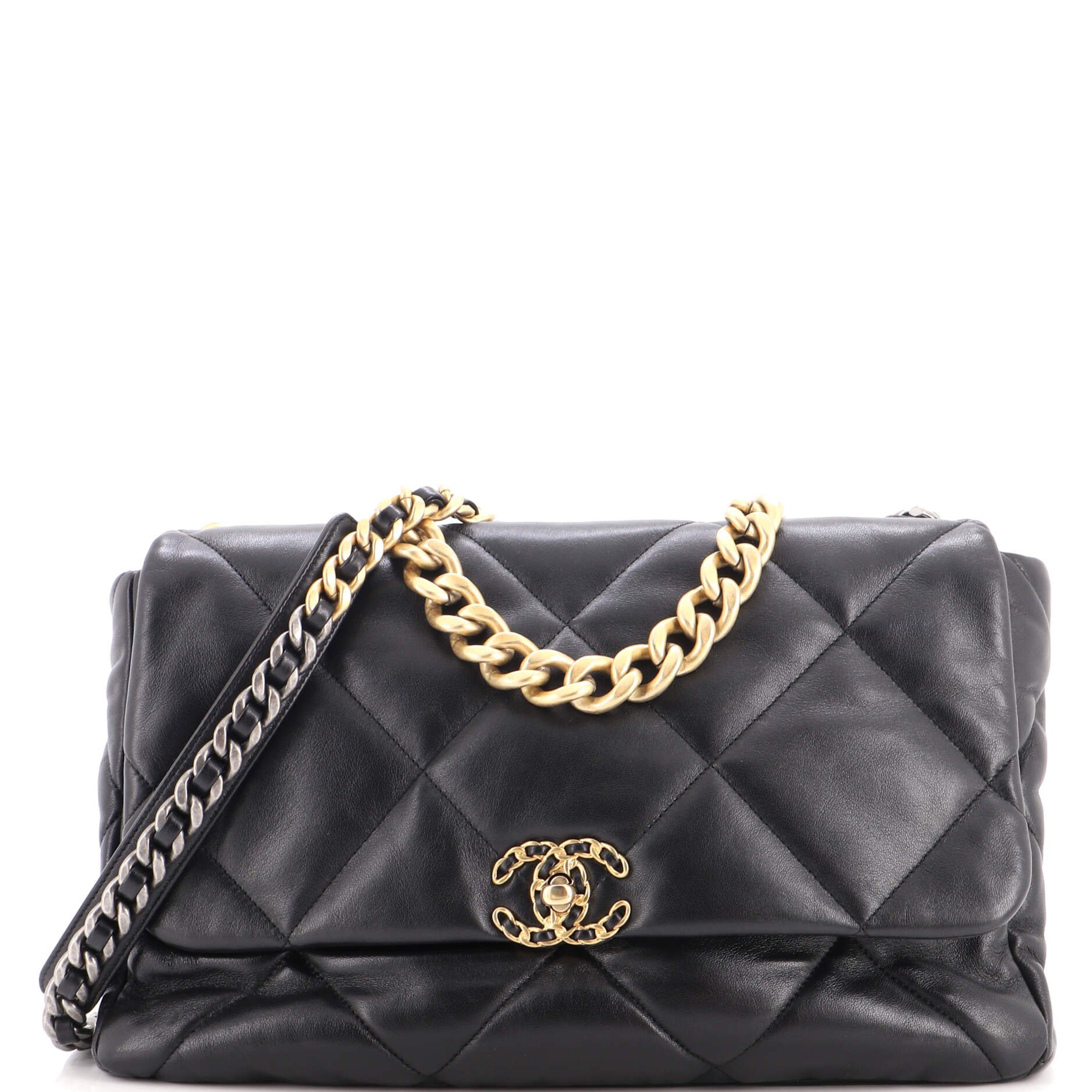 19 Flap Bag Quilted Leather Maxi