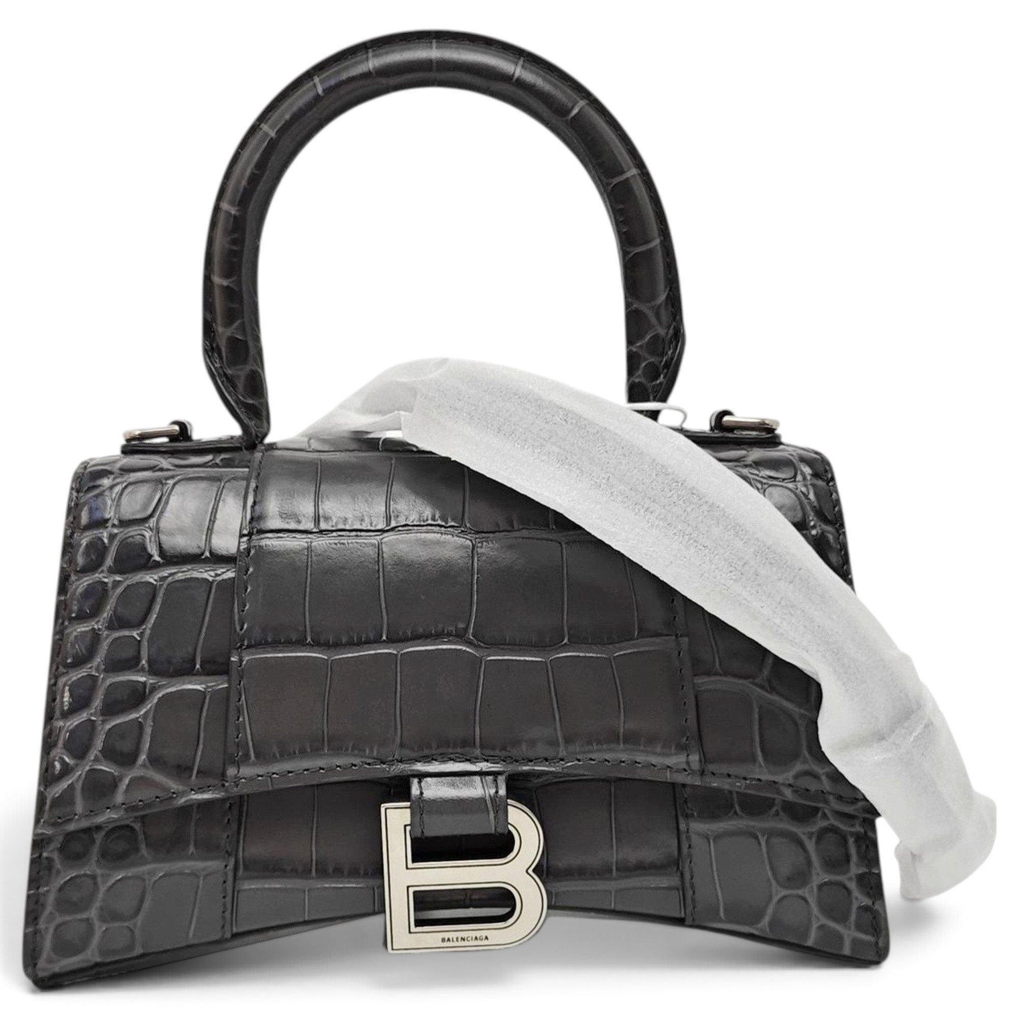 Hourglass leather handbag