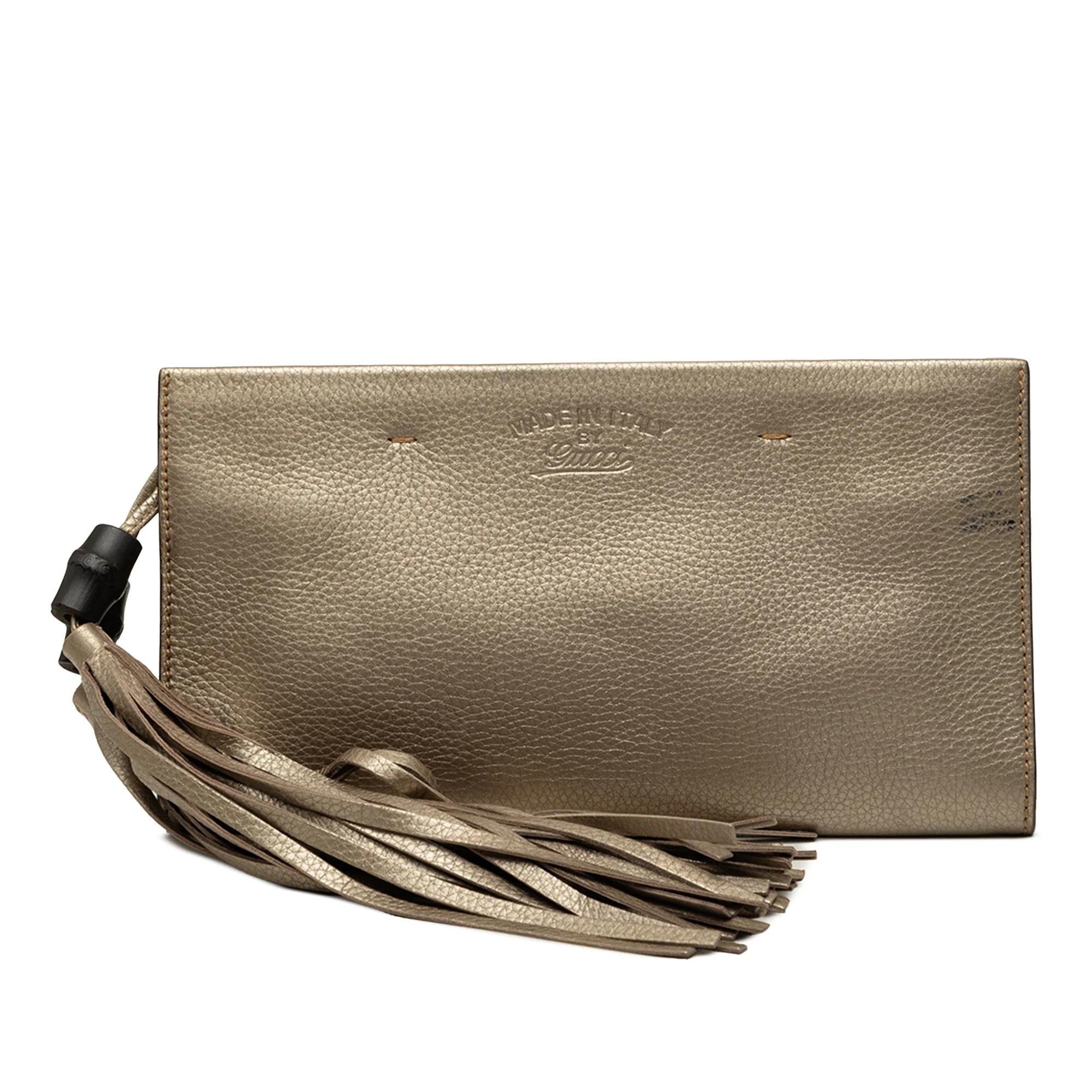 Bamboo leather clutch bag