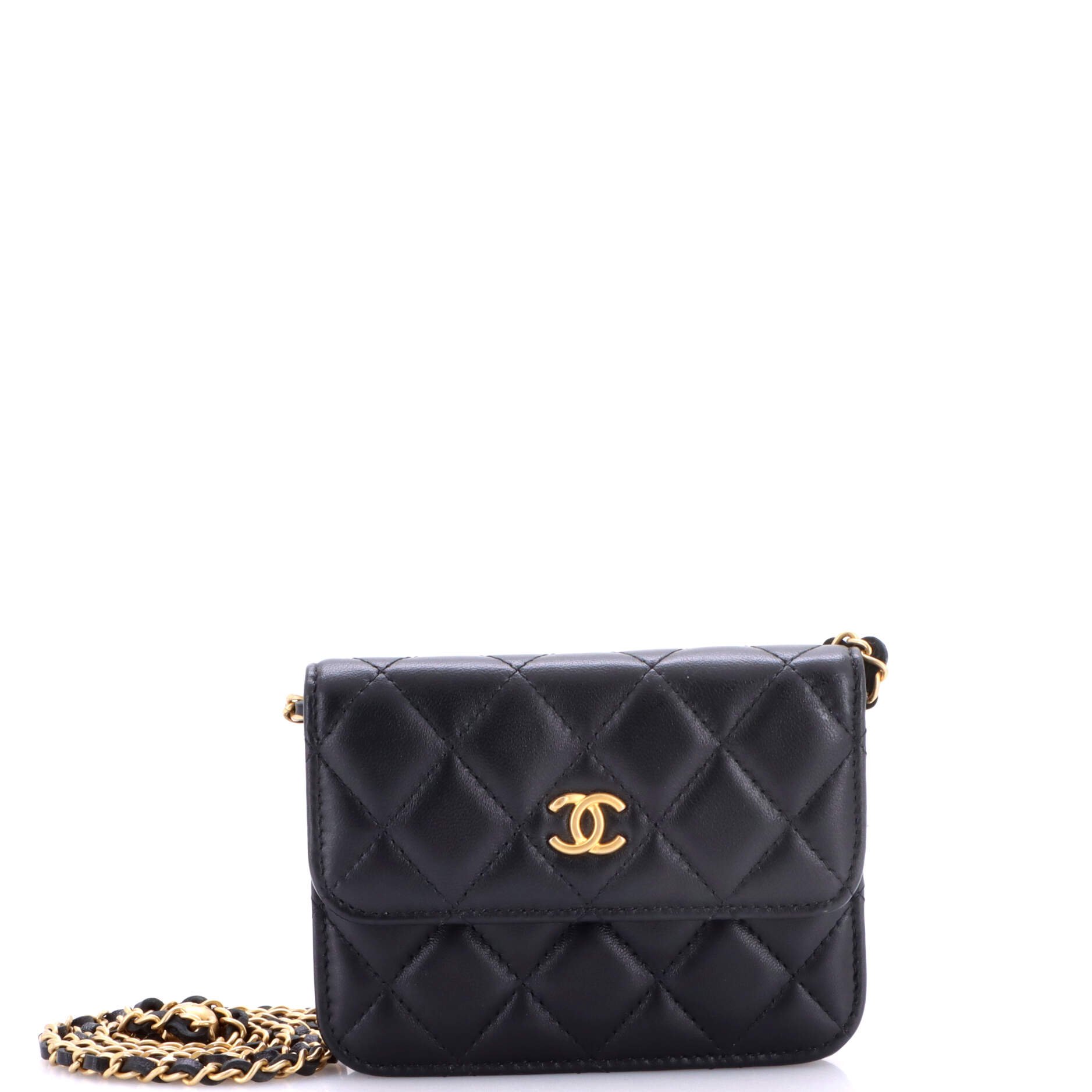 Pearl Crush Flap Clutch with Chain Quilted Lambskin Mini