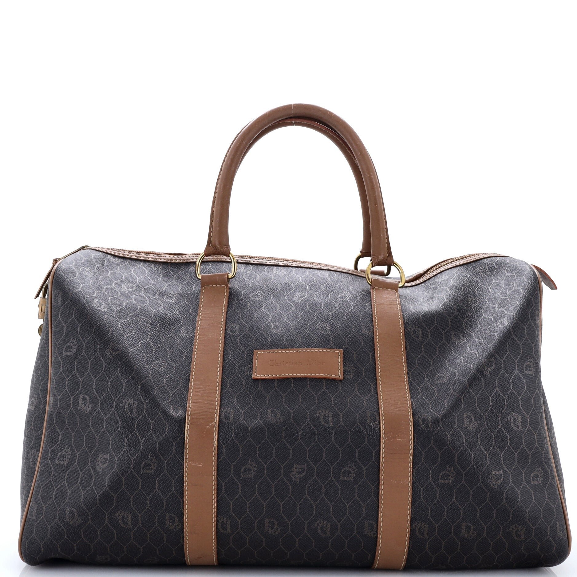 Vintage Duffle Bag Honeycomb Coated Canvas Medium
