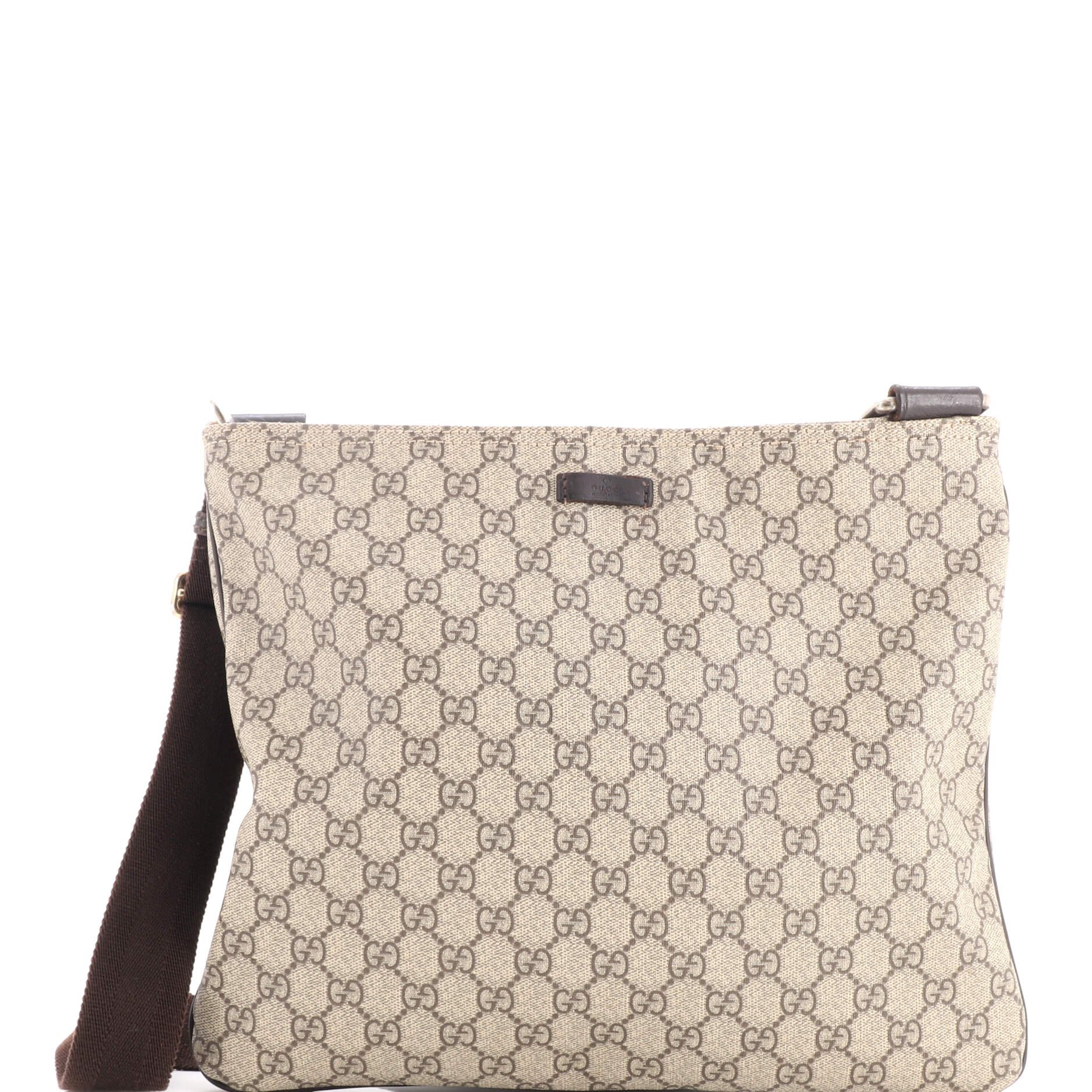 Zip Top Messenger Bag GG Coated Canvas Large