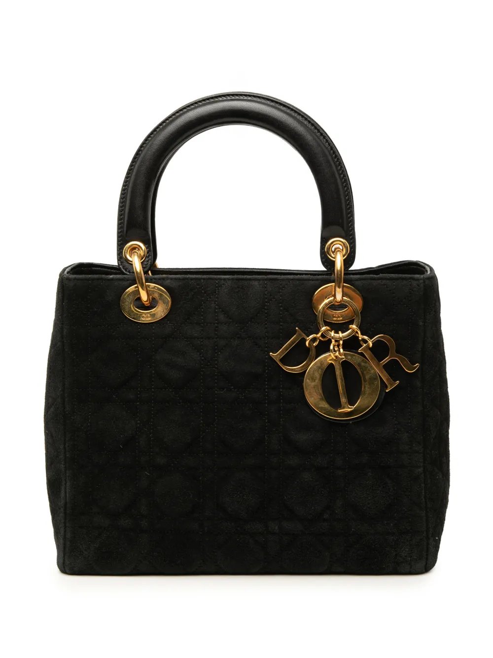 1997 Medium Suede Cannage Lady Dior satchel