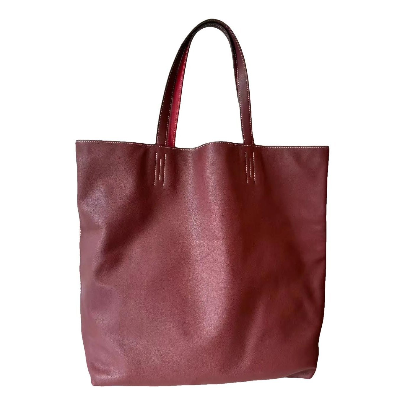 Double sens leather handbag