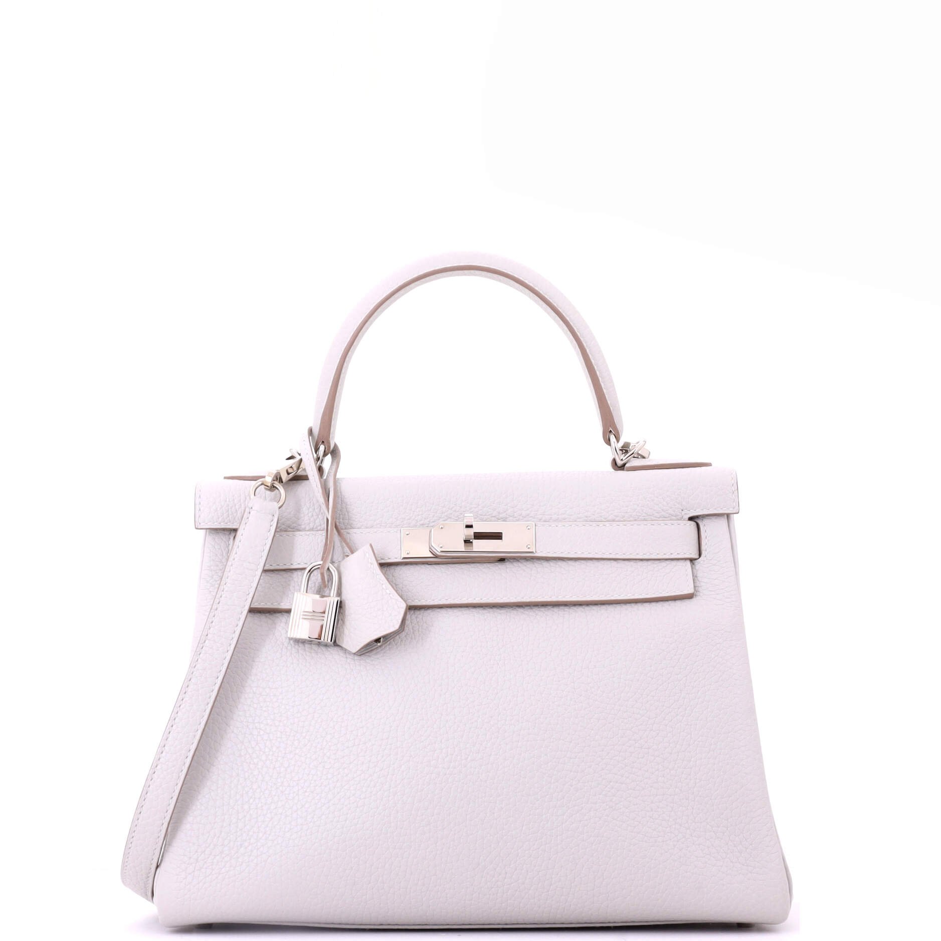 Hermes Kelly Handbag Grey Clemence with Palladium Hardware 28