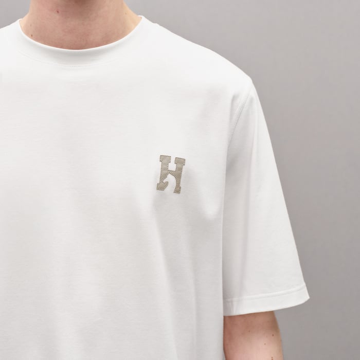 Blanc "H'Cheval" T-shirt With Leather Detail