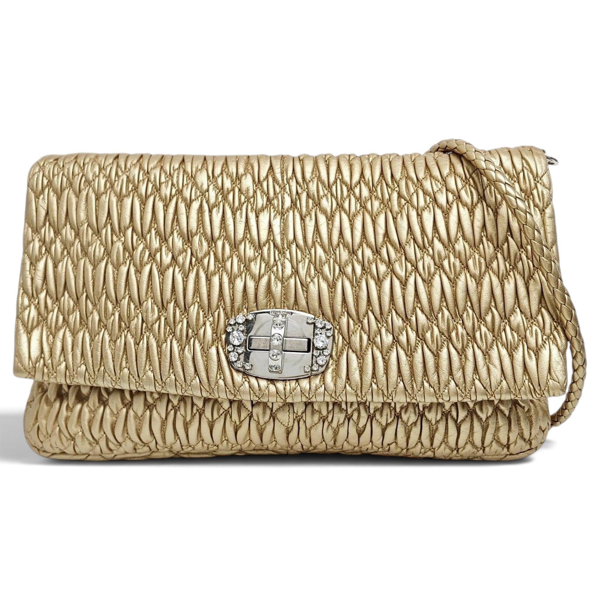 Miu Crystal leather handbag