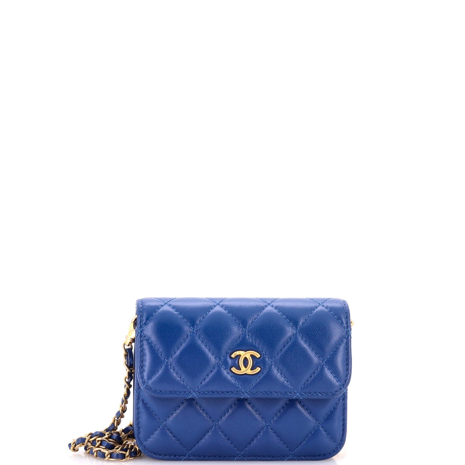 Pearl Crush Flap Clutch with Chain Quilted Lambskin Mini