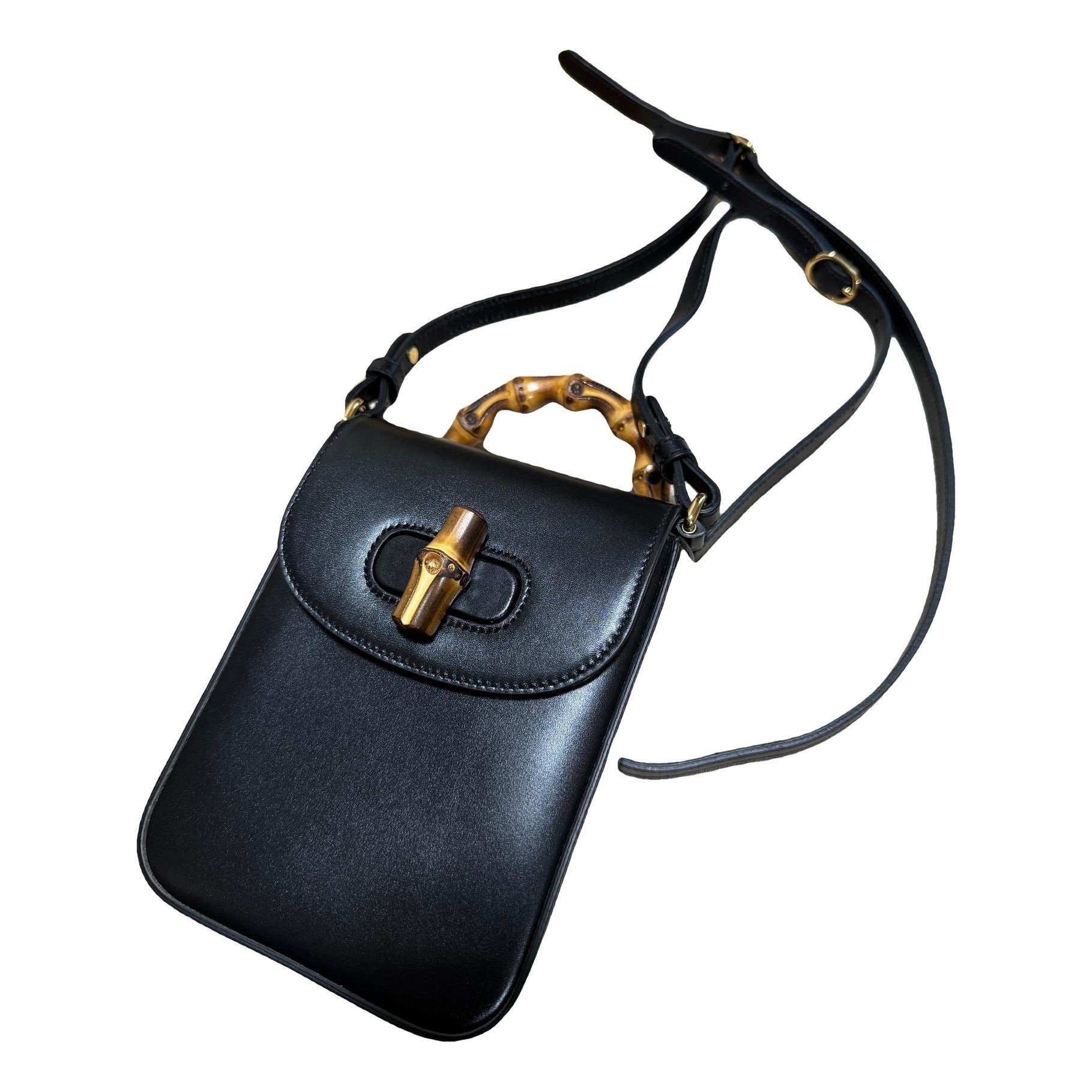 Bamboo leather clutch bag