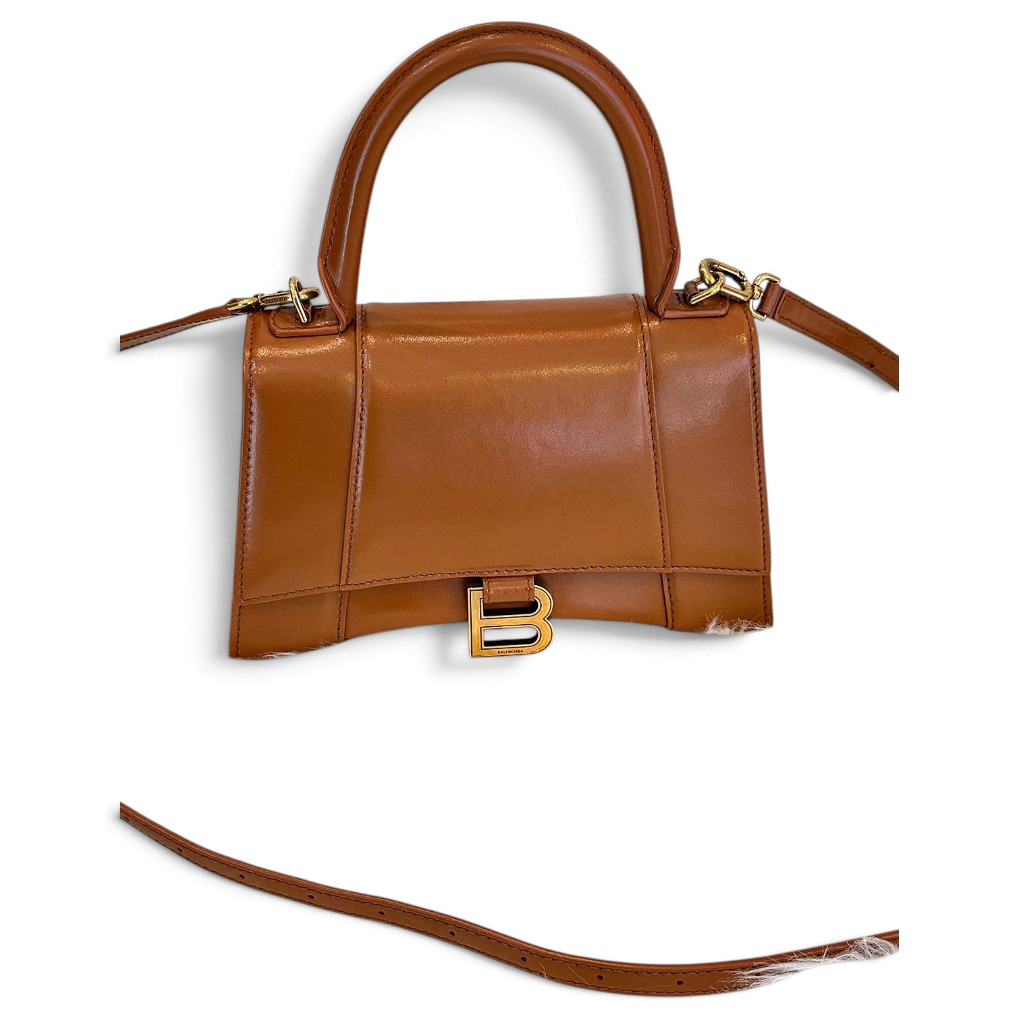Hourglass leather handbag