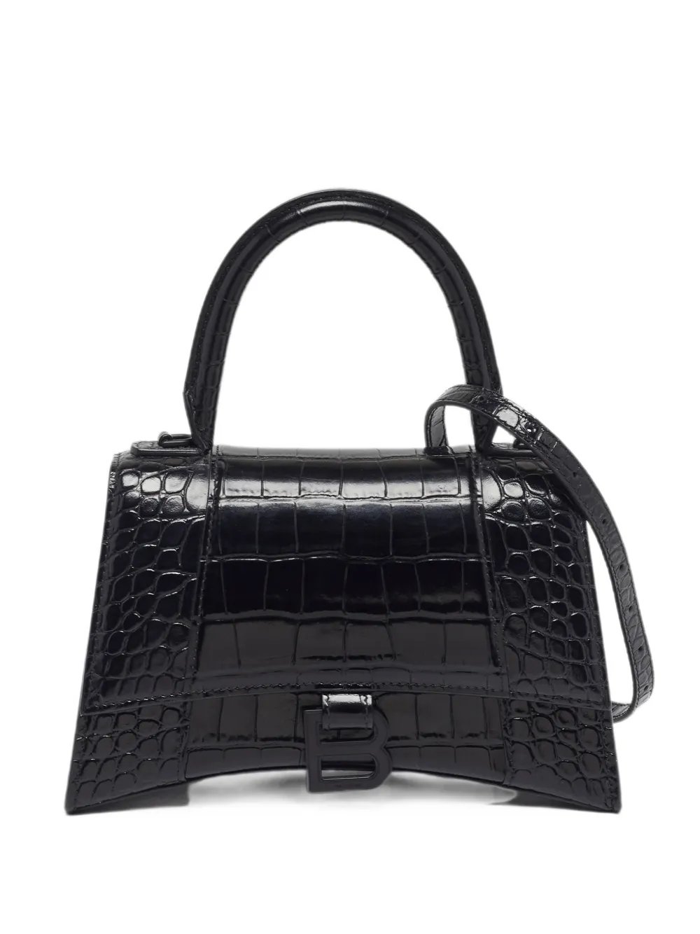 Hourglass croc-embossed handbag