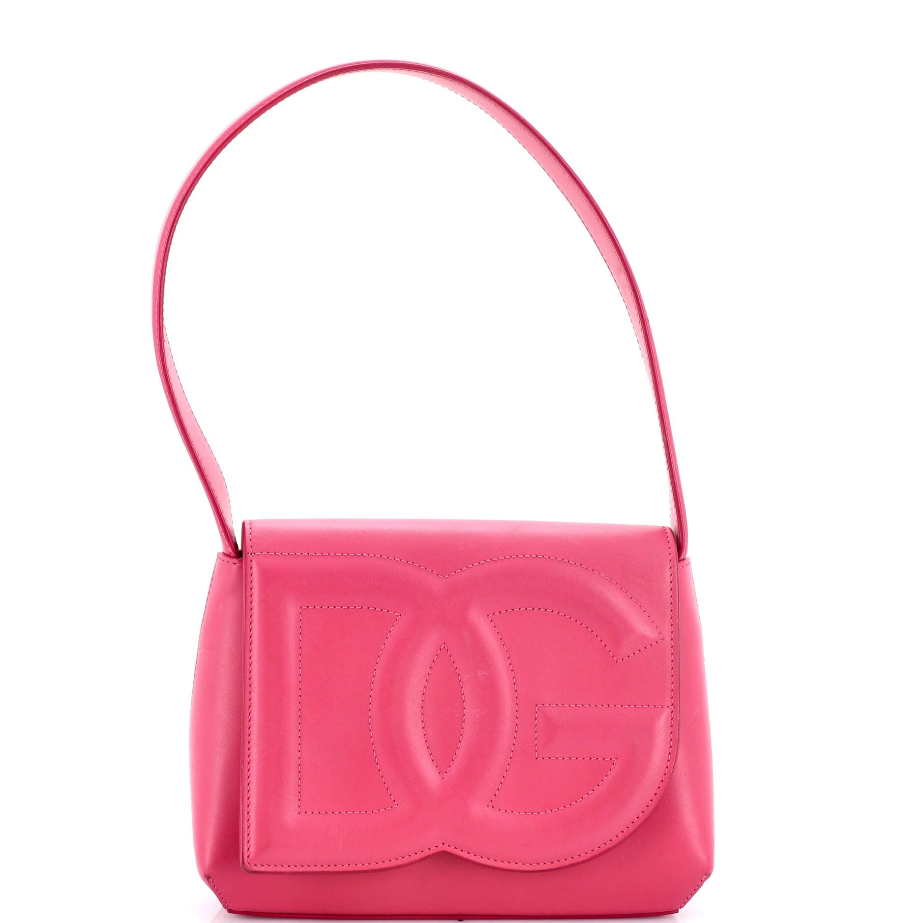Dolce &amp; Gabbana DG Logo Flap Hobo Bag Leather Small