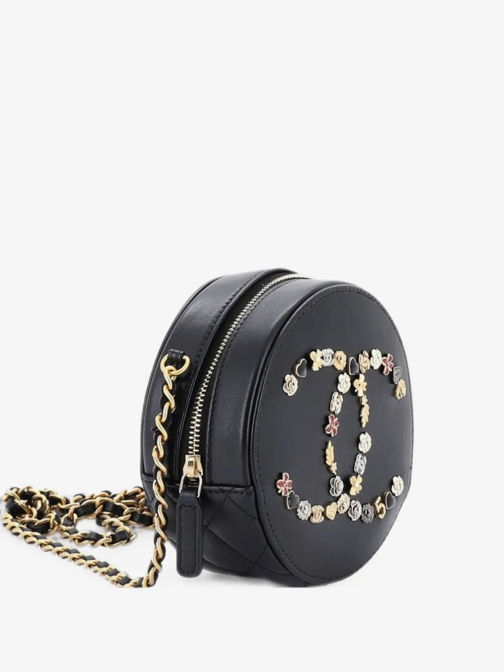 Lucky Charms Round With Chain Embellished Lambskin clutch bag
