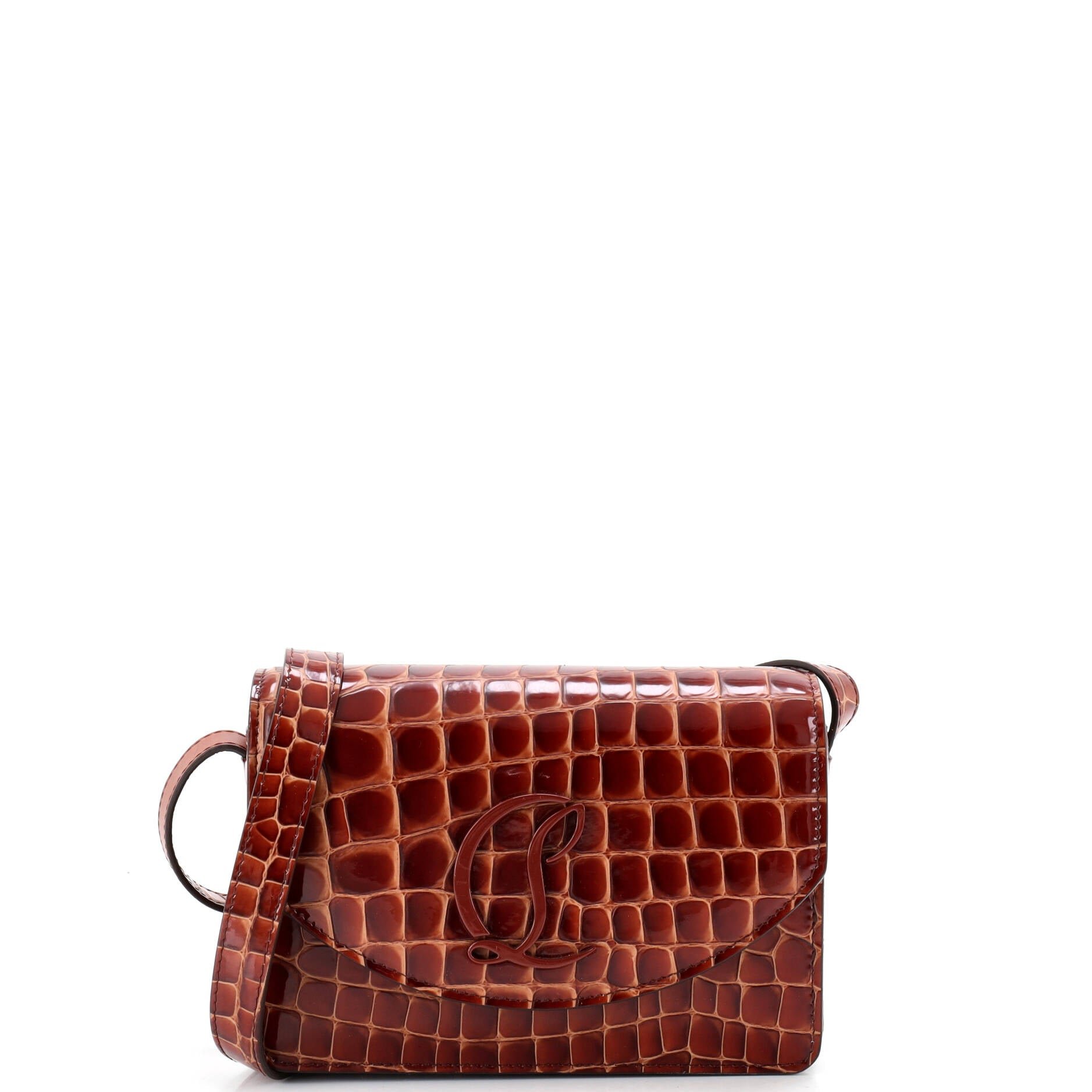 Loubi54 Shoulder Bag Crocodile Embossed Leather