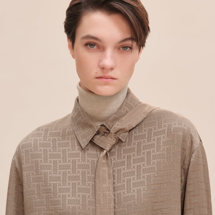 "Mosaique" Ascot Collar Shirt