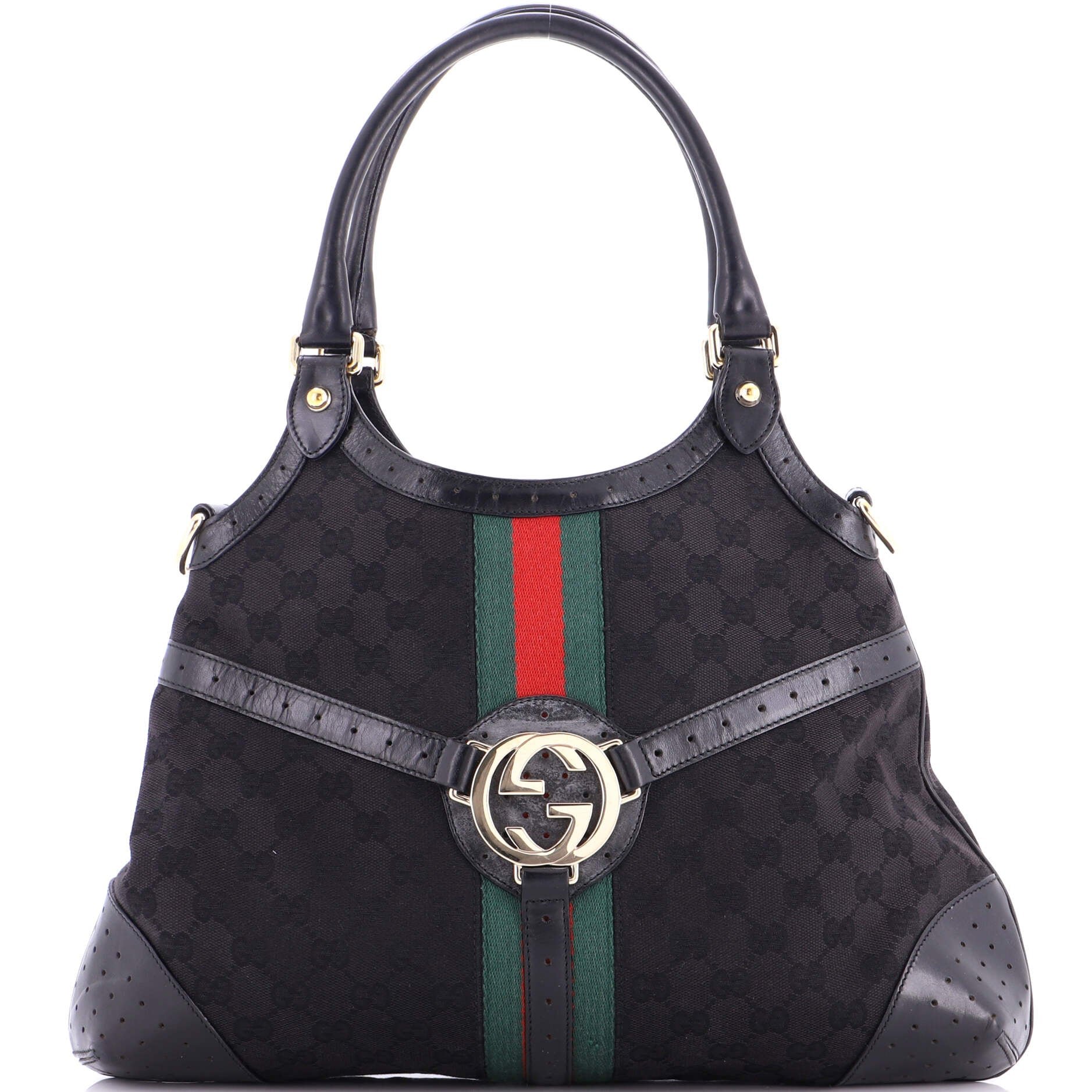 Gucci Reins Web Hobo GG Canvas Large
