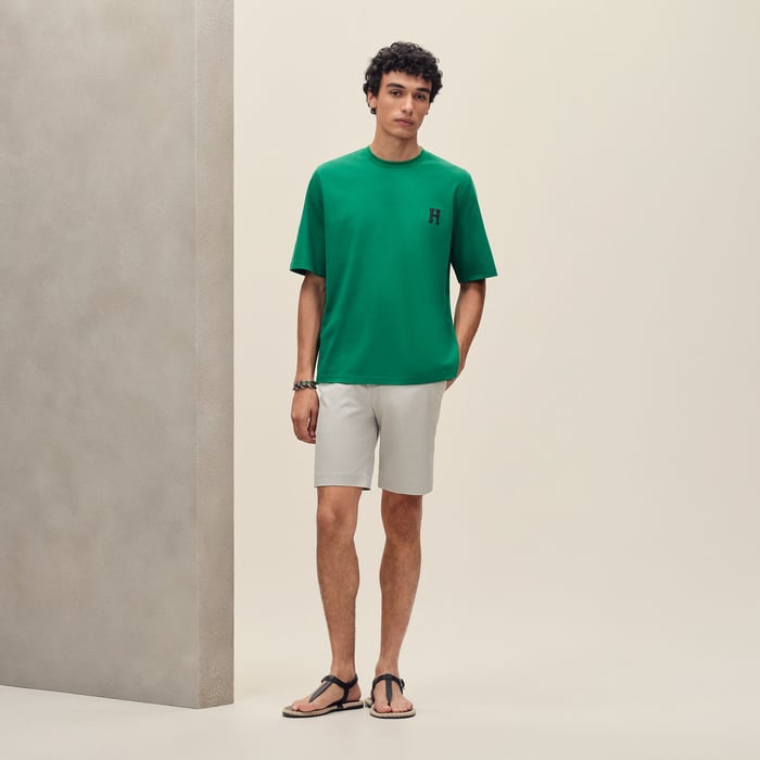 Menthe "H'Cheval" T-shirt With Leather Detail