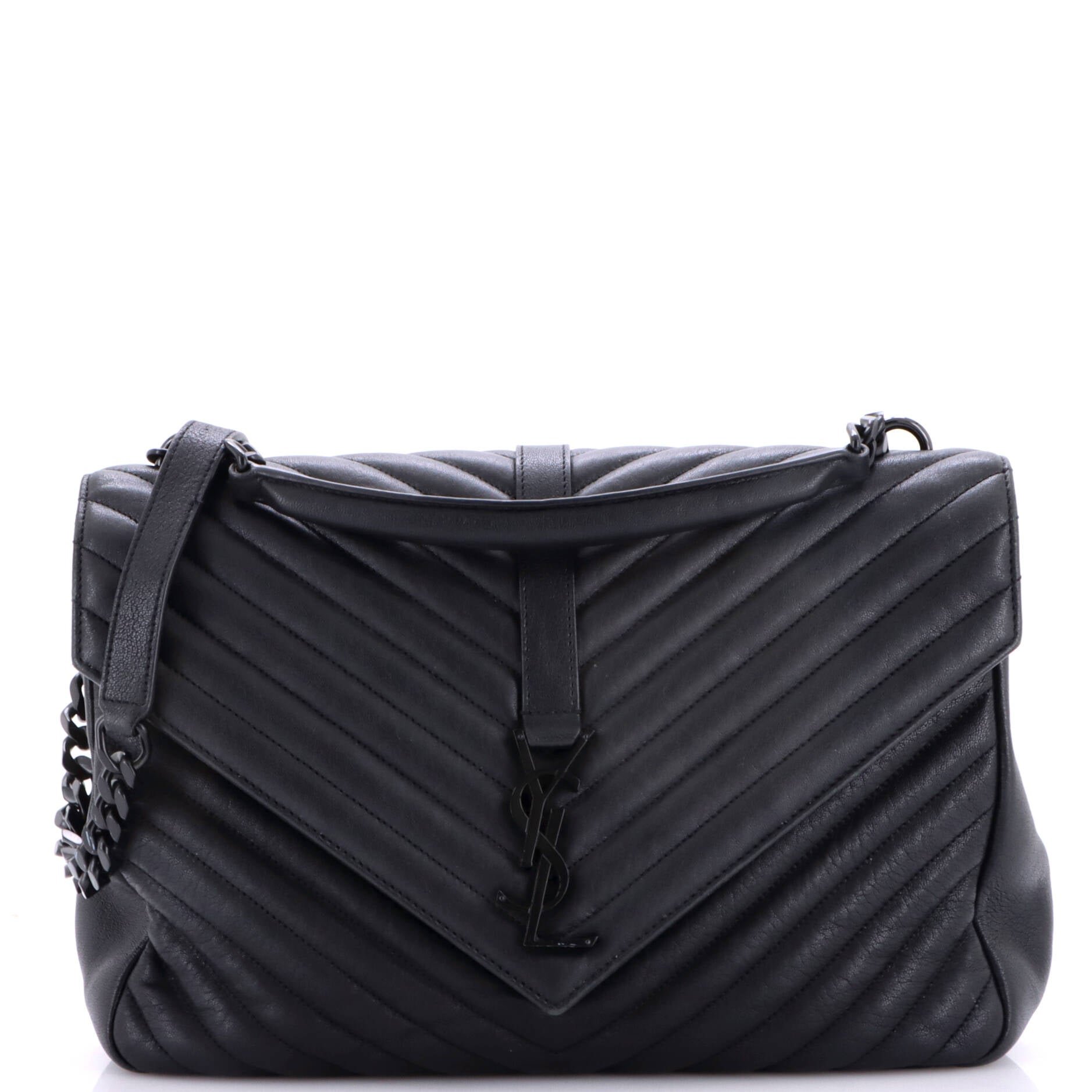Classic Monogram College Bag Matelasse Chevron Leather Large