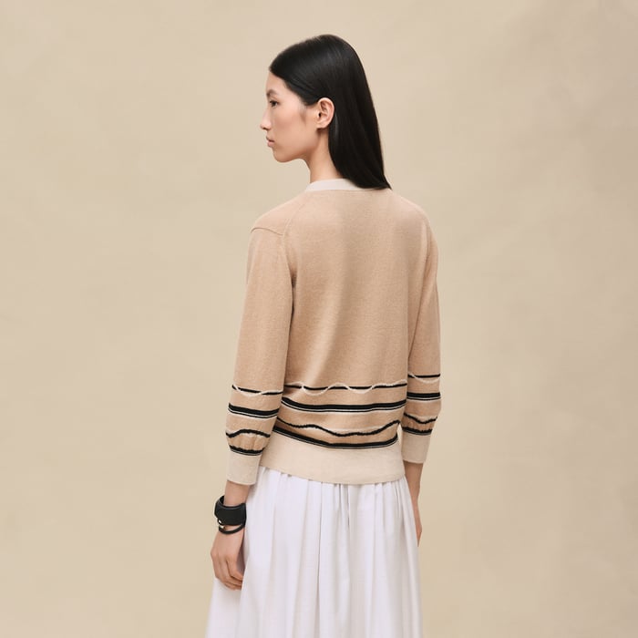 Beige Cajou Long-sleeve Cardigan