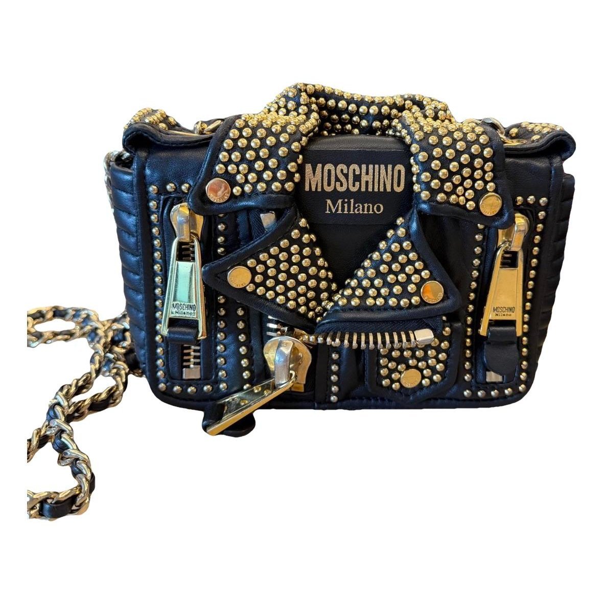 Biker leather crossbody bag