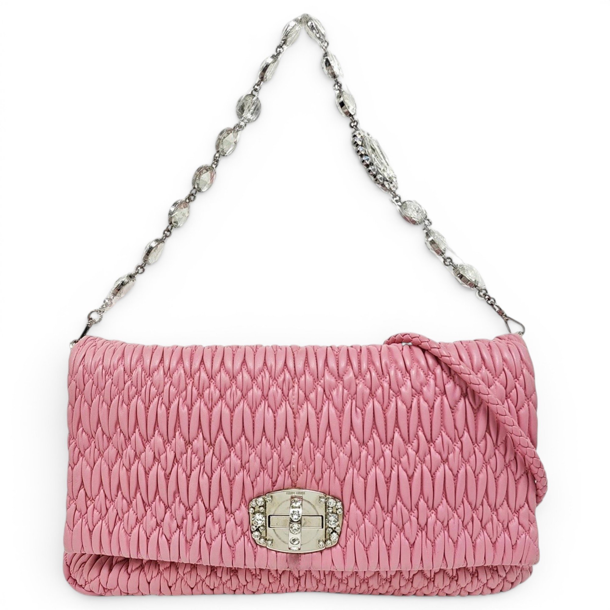 Miu Crystal leather handbag