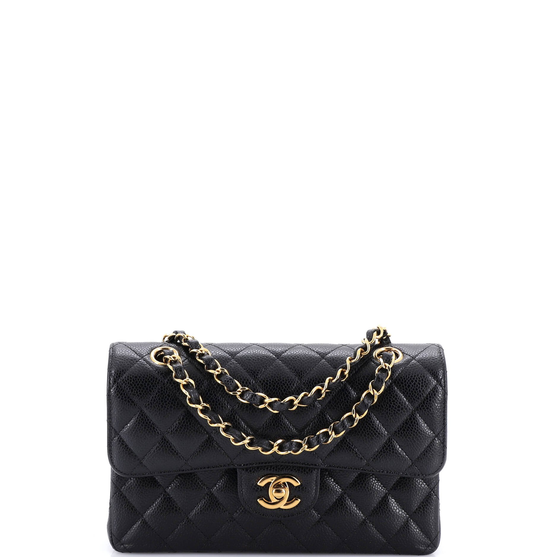 Classic Double Flap Bag Quilted Caviar Small