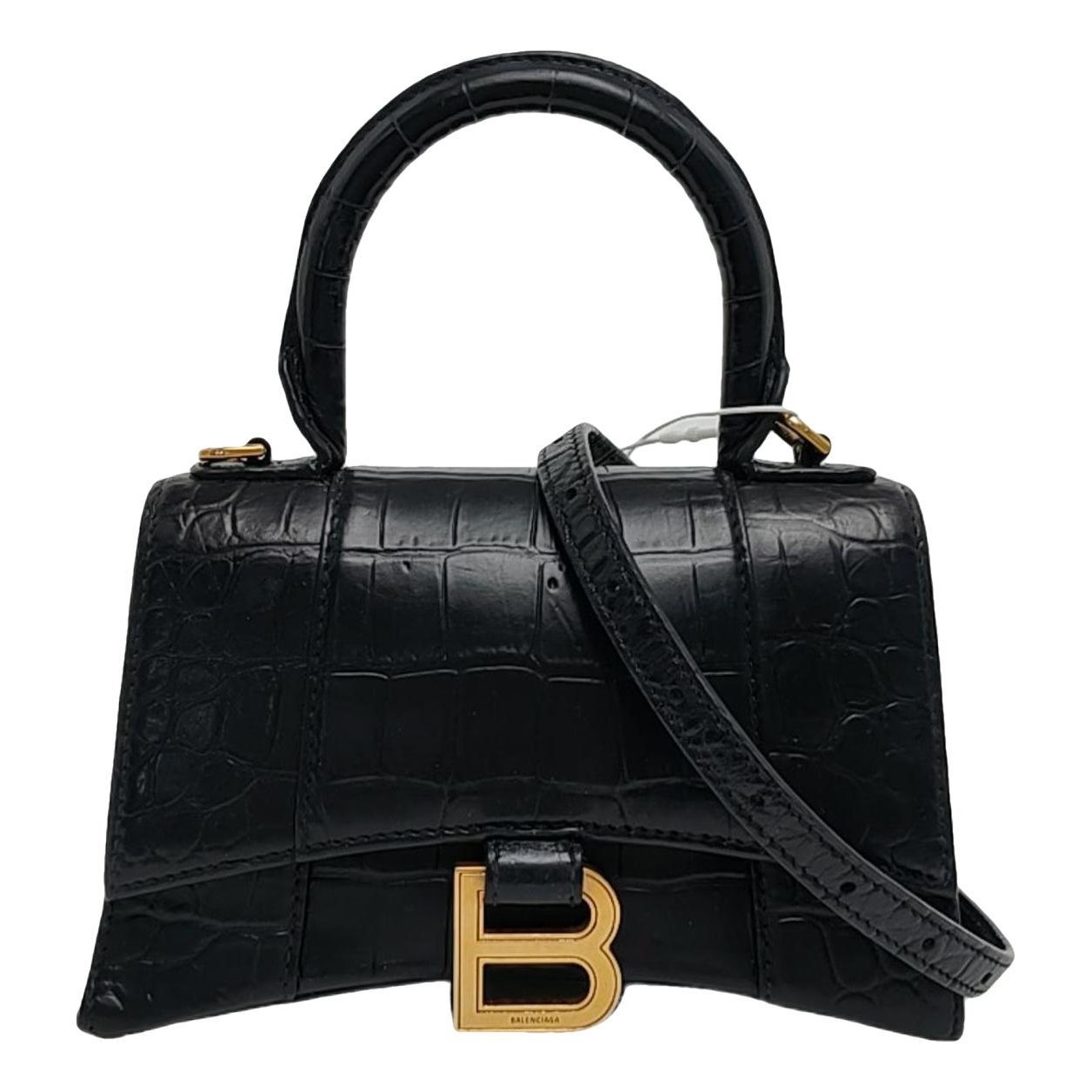 Hourglass leather handbag