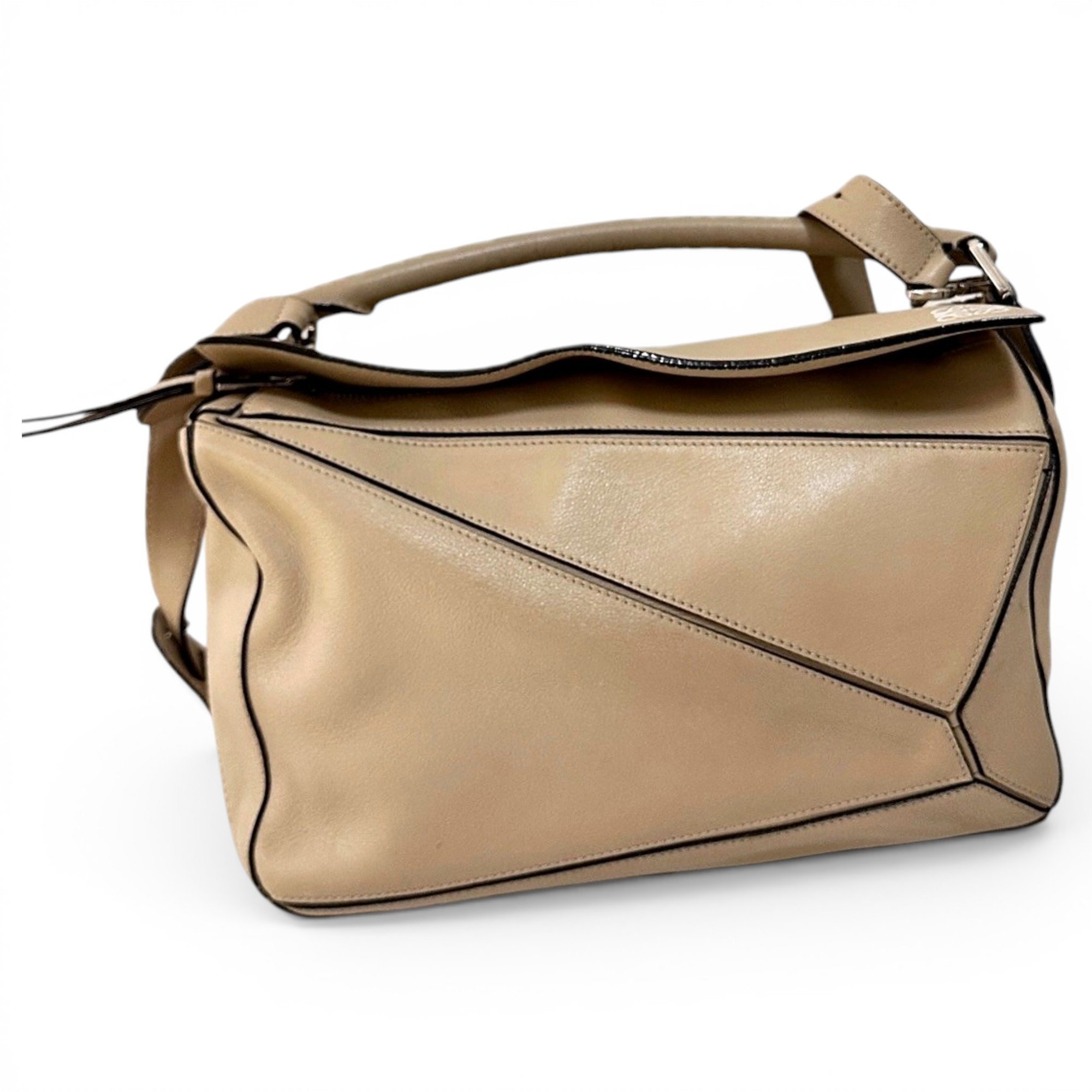 Puzzle leather handbag