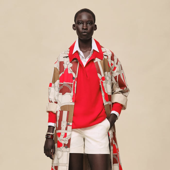 Beige Amande "Grand Manege" Long Trench Coat