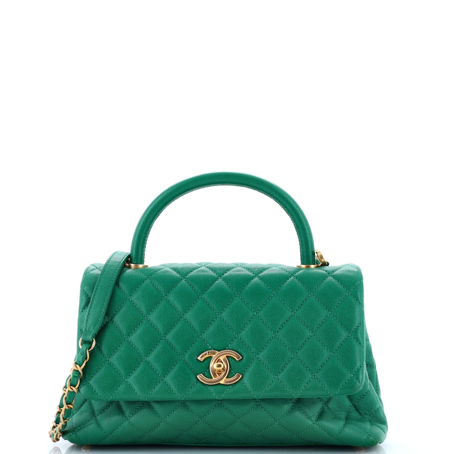 Coco Top Handle Bag Quilted Caviar Small