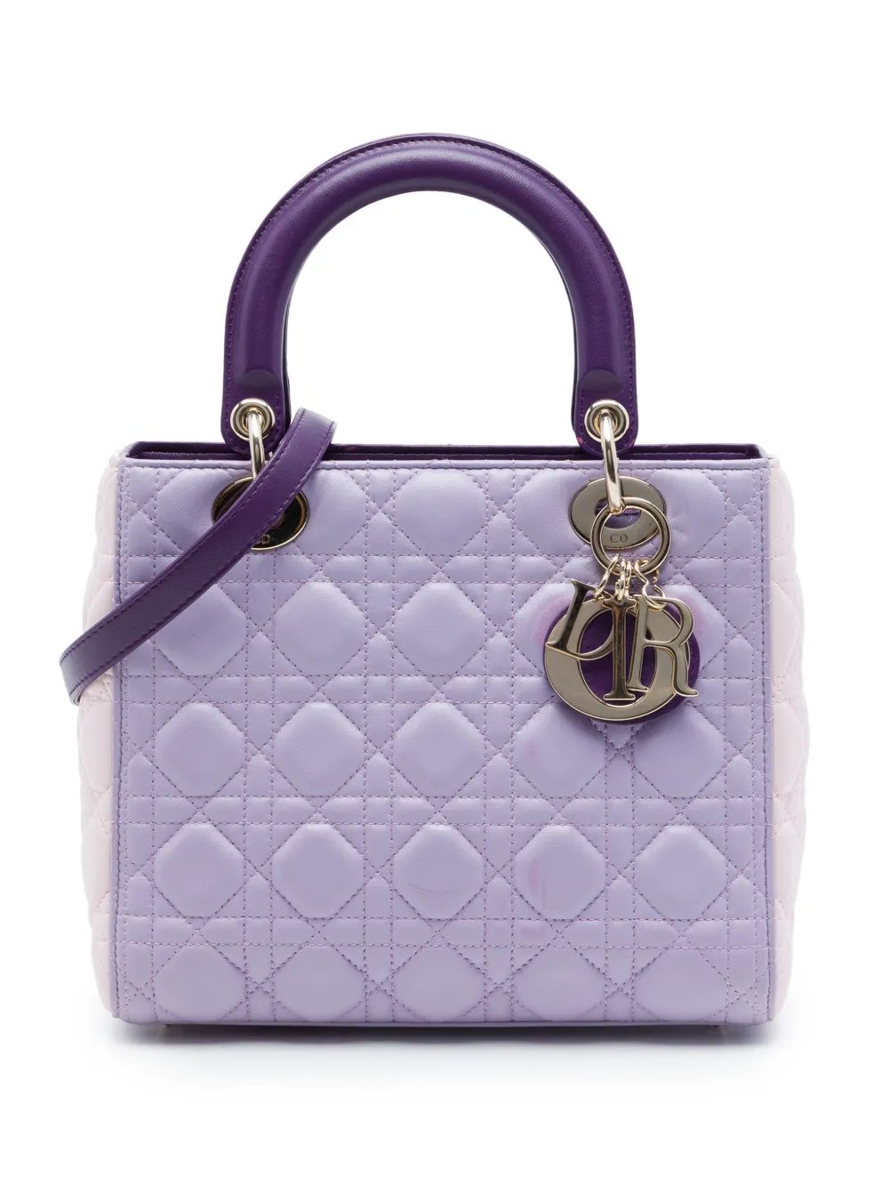 2015 Medium Tricolor Lambskin Cannage Lady Dior satchel