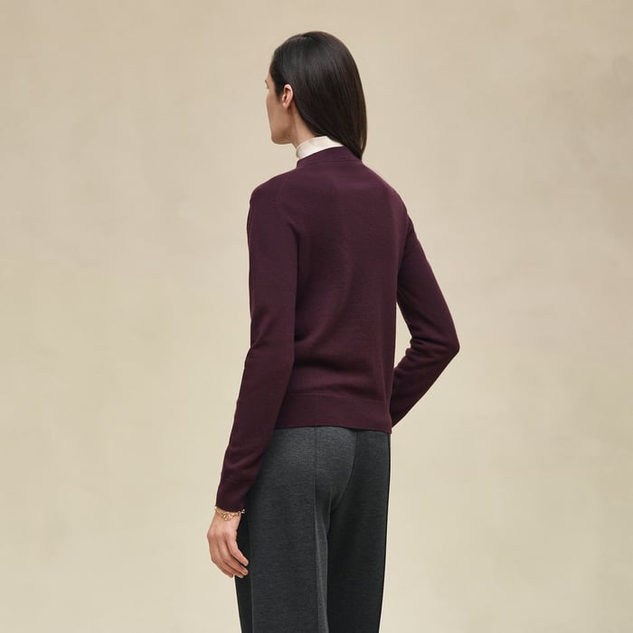 Rouge Bordeaux Cashmere "H Lift" Long-sleeve Sweater