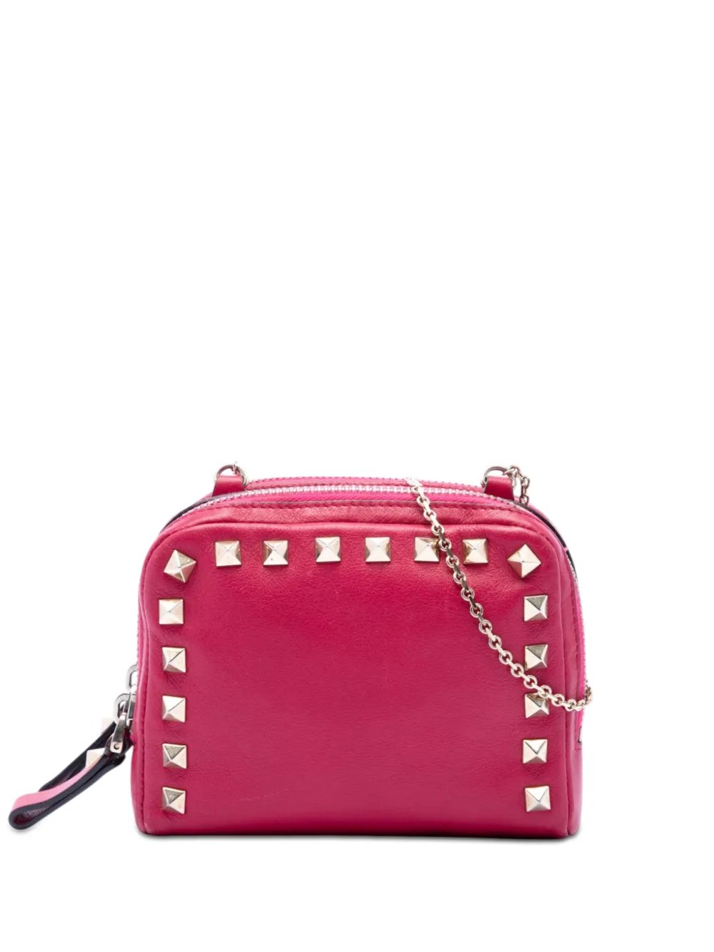 2000-2017 Leather Rockstud Double Zip Chain crossbody bag