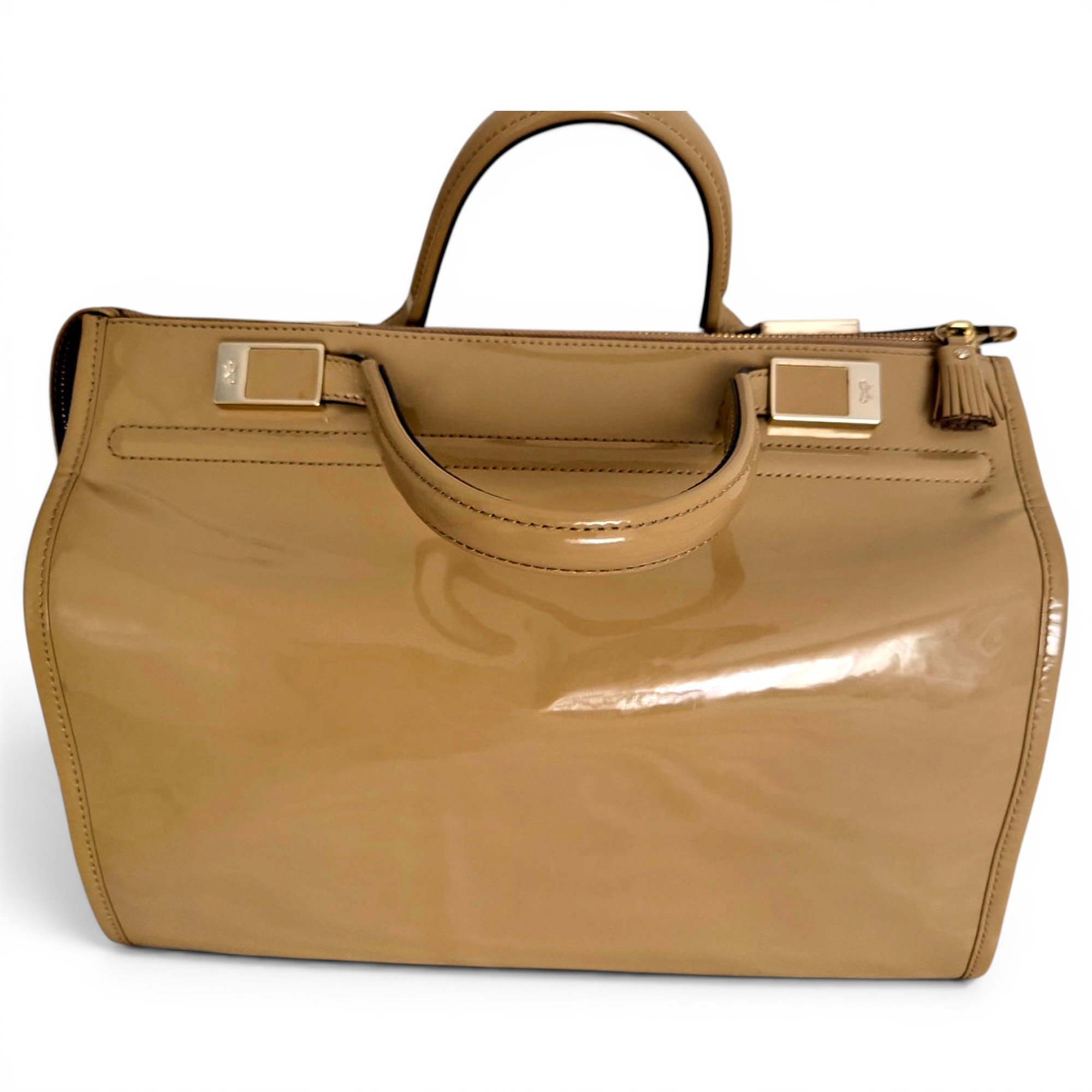 Maxi Zip patent leather handbag
