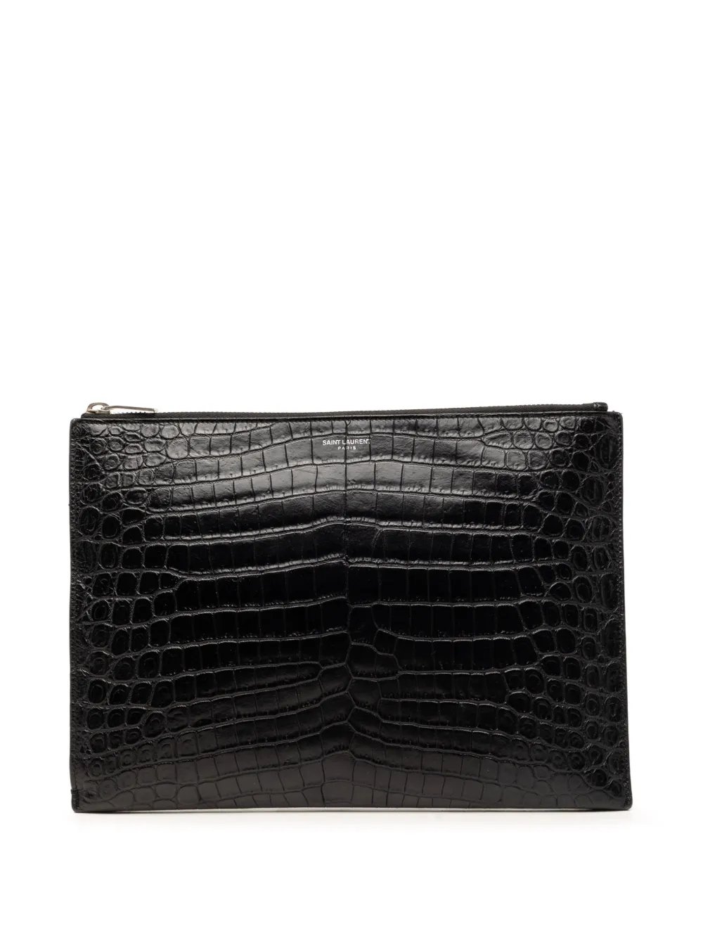 2019 Crocodile Embossed Leather Zipped Tablet Holder clutch bag